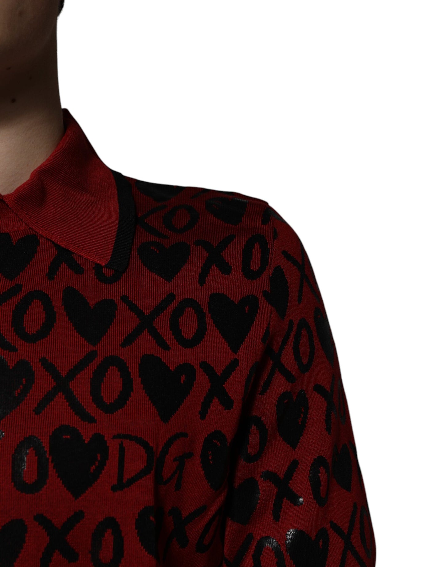 Polo à col en coton rouge Dolce & Gabbana XOXO