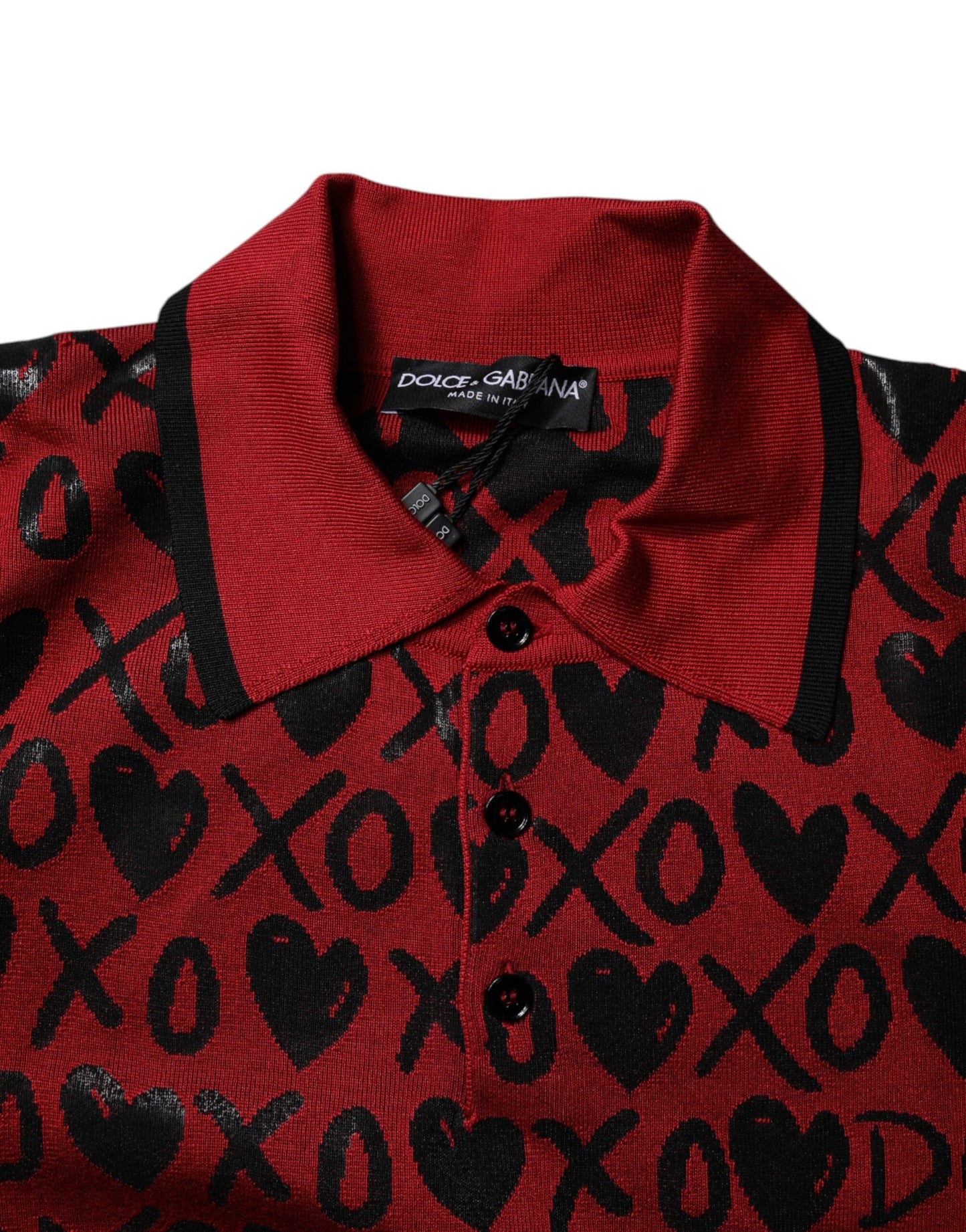 Polo à col en coton rouge Dolce & Gabbana XOXO