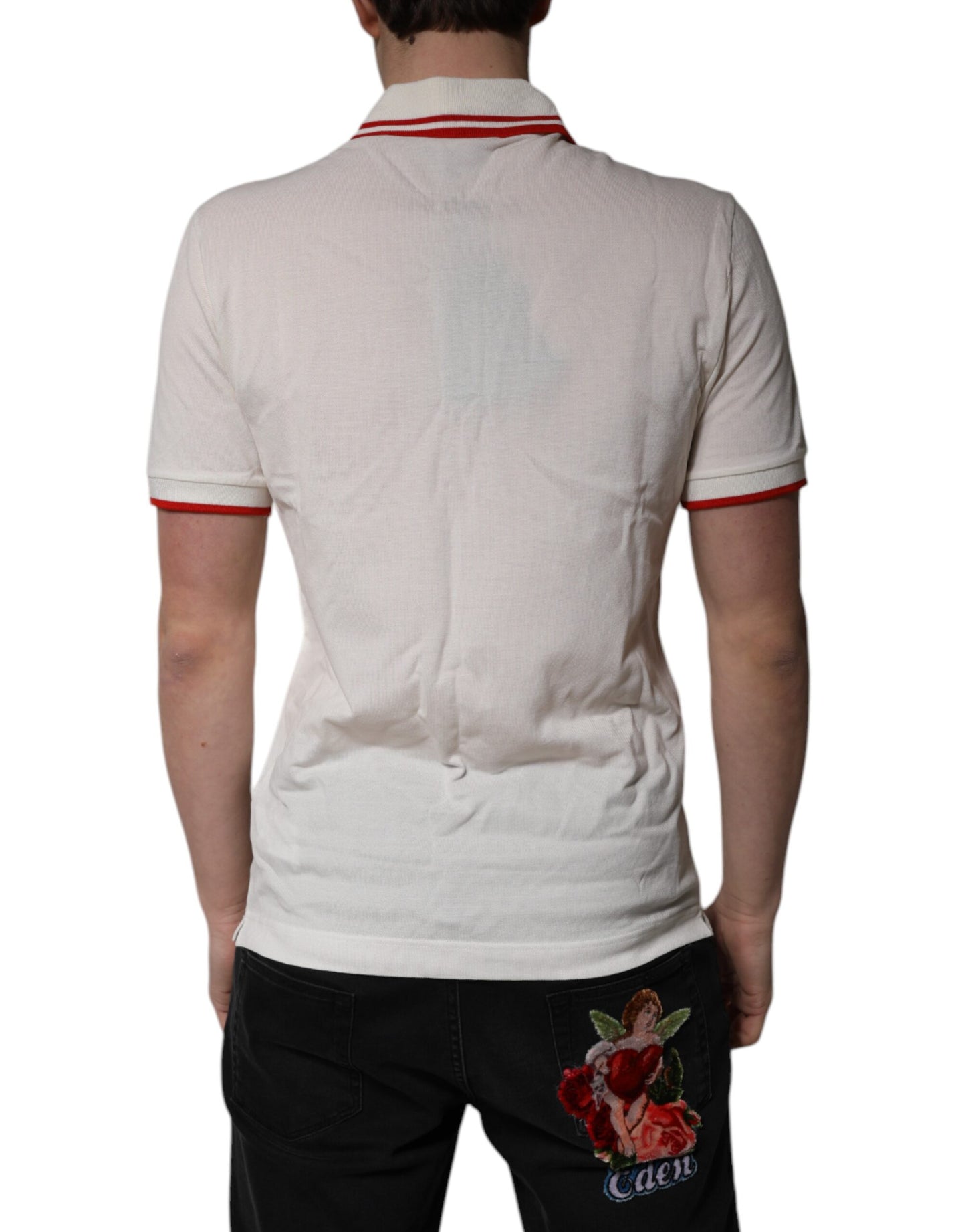 Polo Dolce & Gabbana en coton blanc avec logo et col pour homme