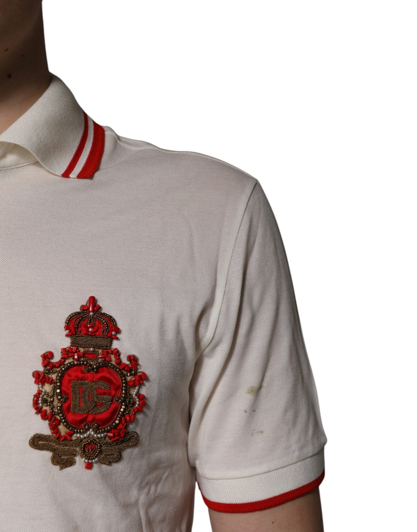 Polo Dolce & Gabbana en coton blanc avec logo et col pour homme
