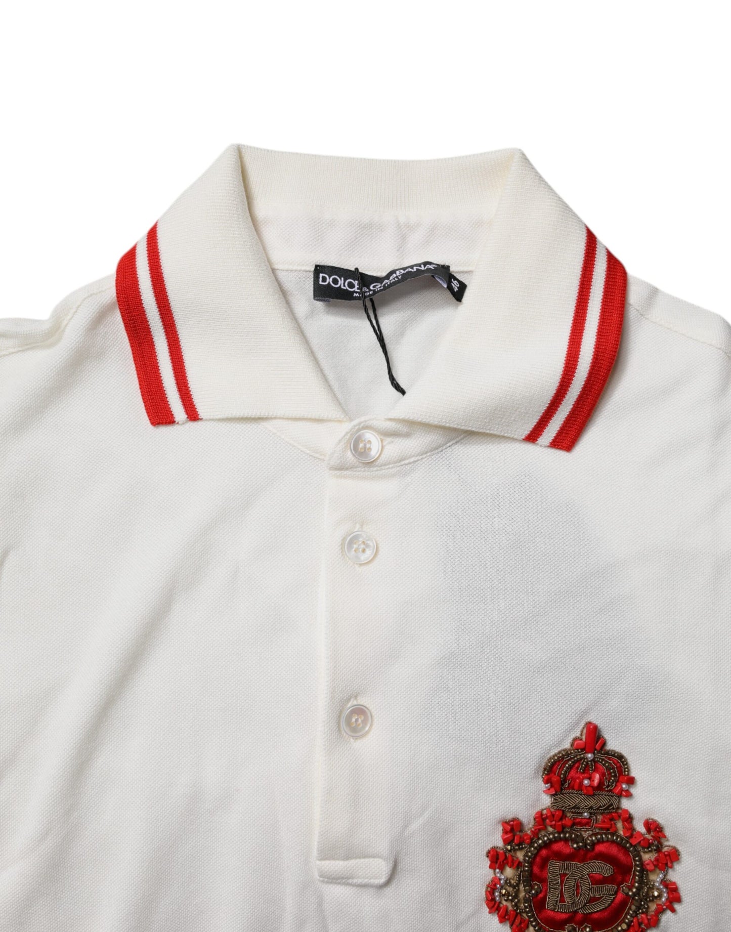 Polo Dolce & Gabbana en coton blanc avec logo et col pour homme