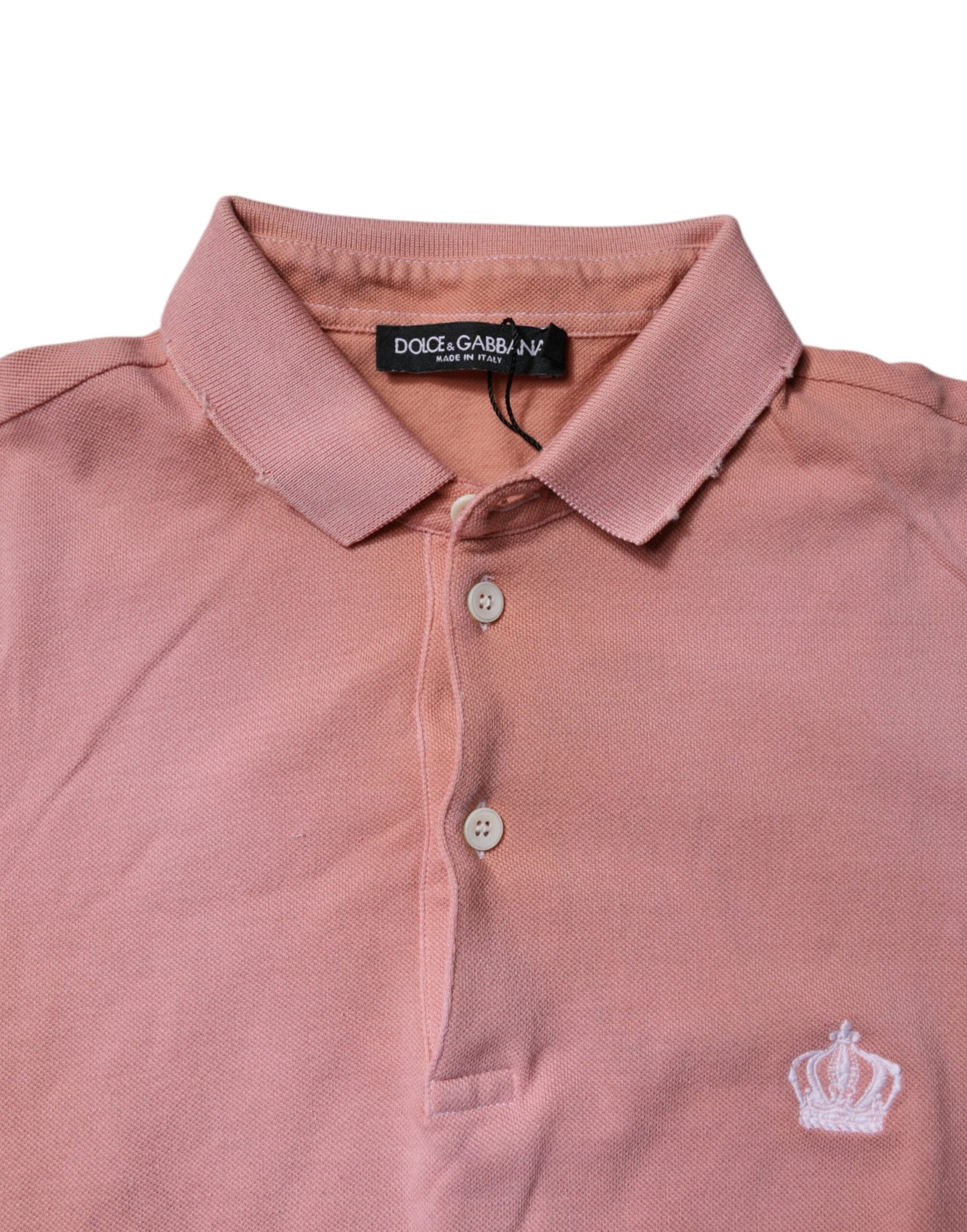Polo à col couronne en coton rose Dolce & Gabbana