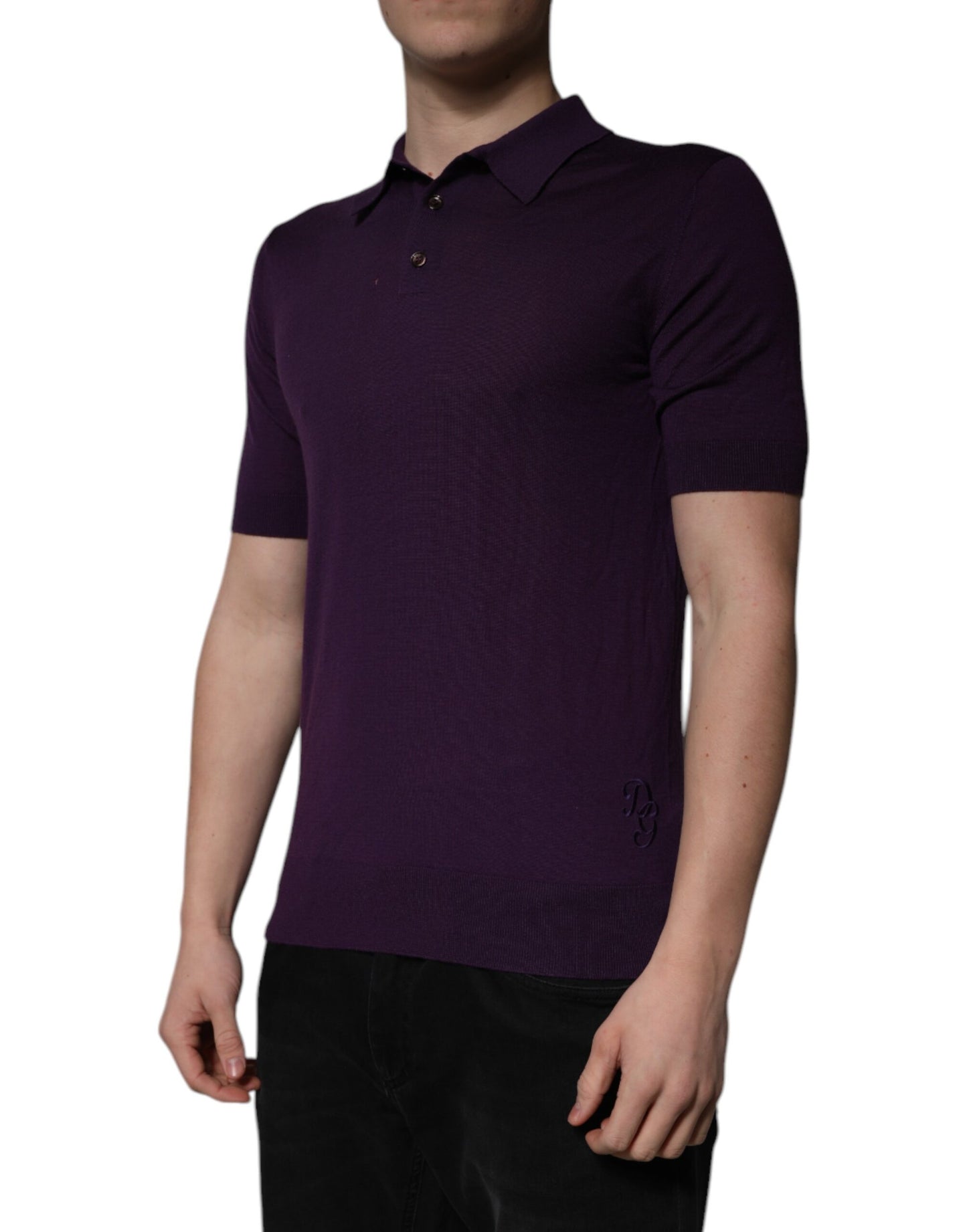 Polo à col en cachemire violet Dolce & Gabbana