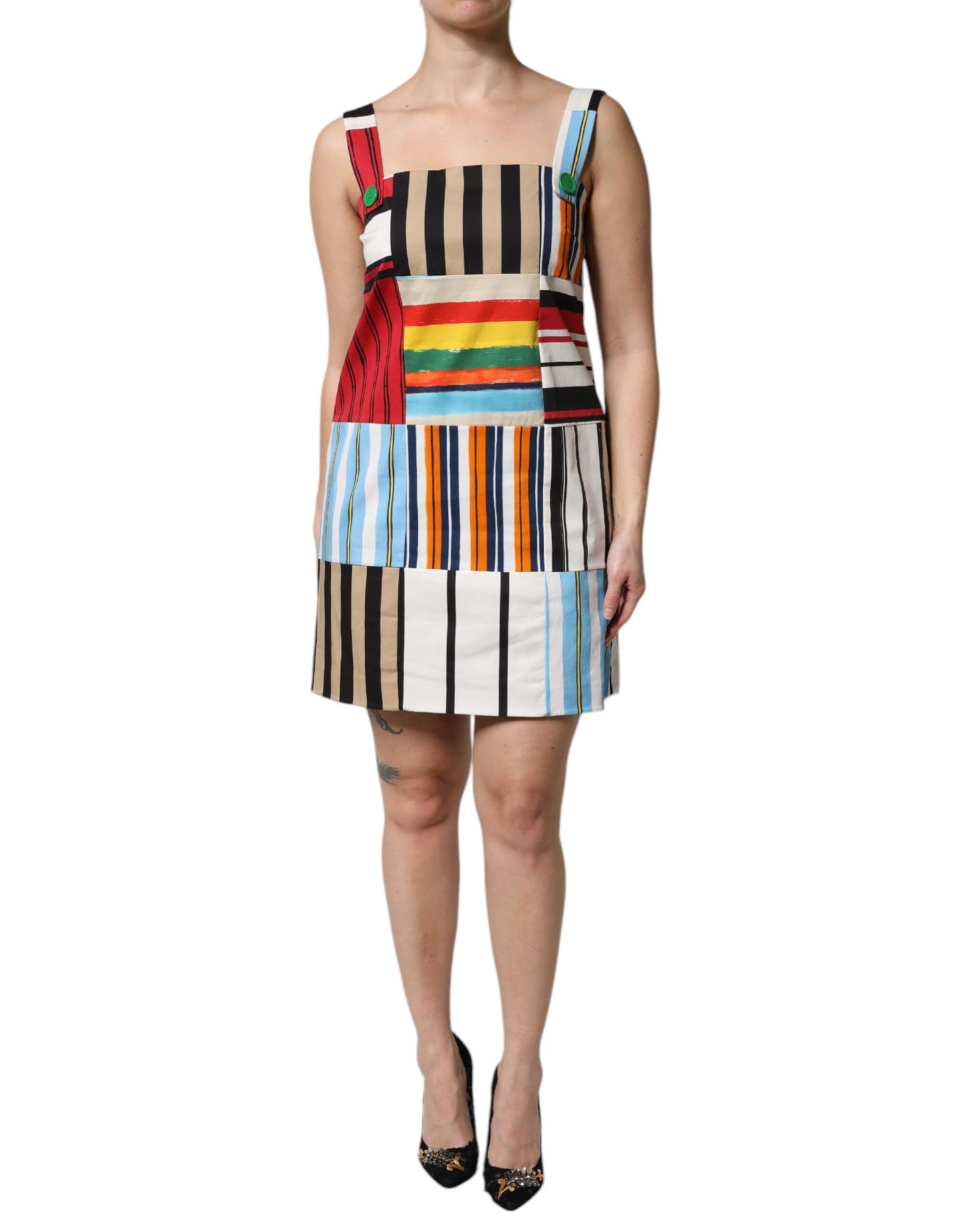 Robe sans manches à rayures multicolores en coton Dolce & Gabbana
