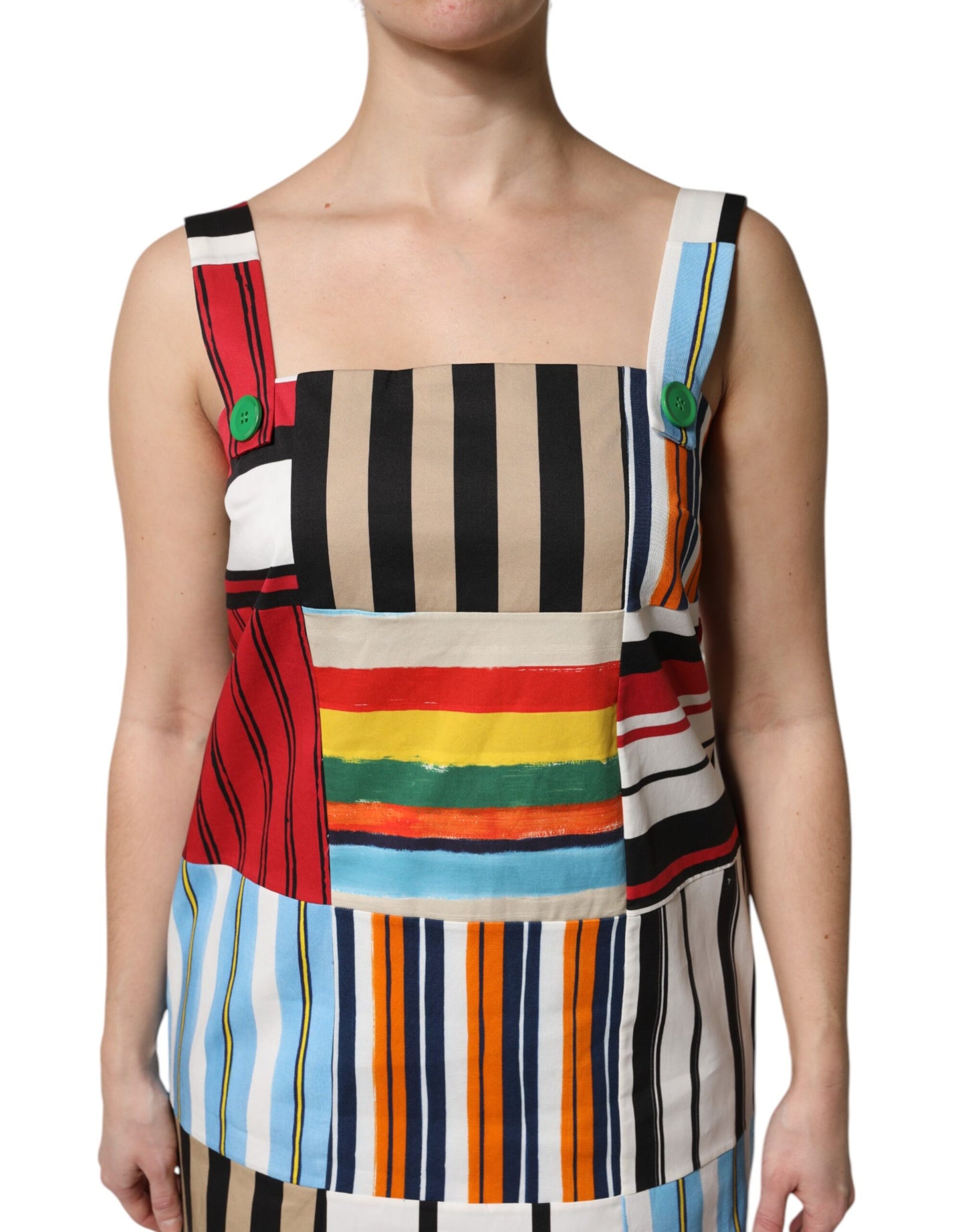 Robe sans manches à rayures multicolores en coton Dolce & Gabbana