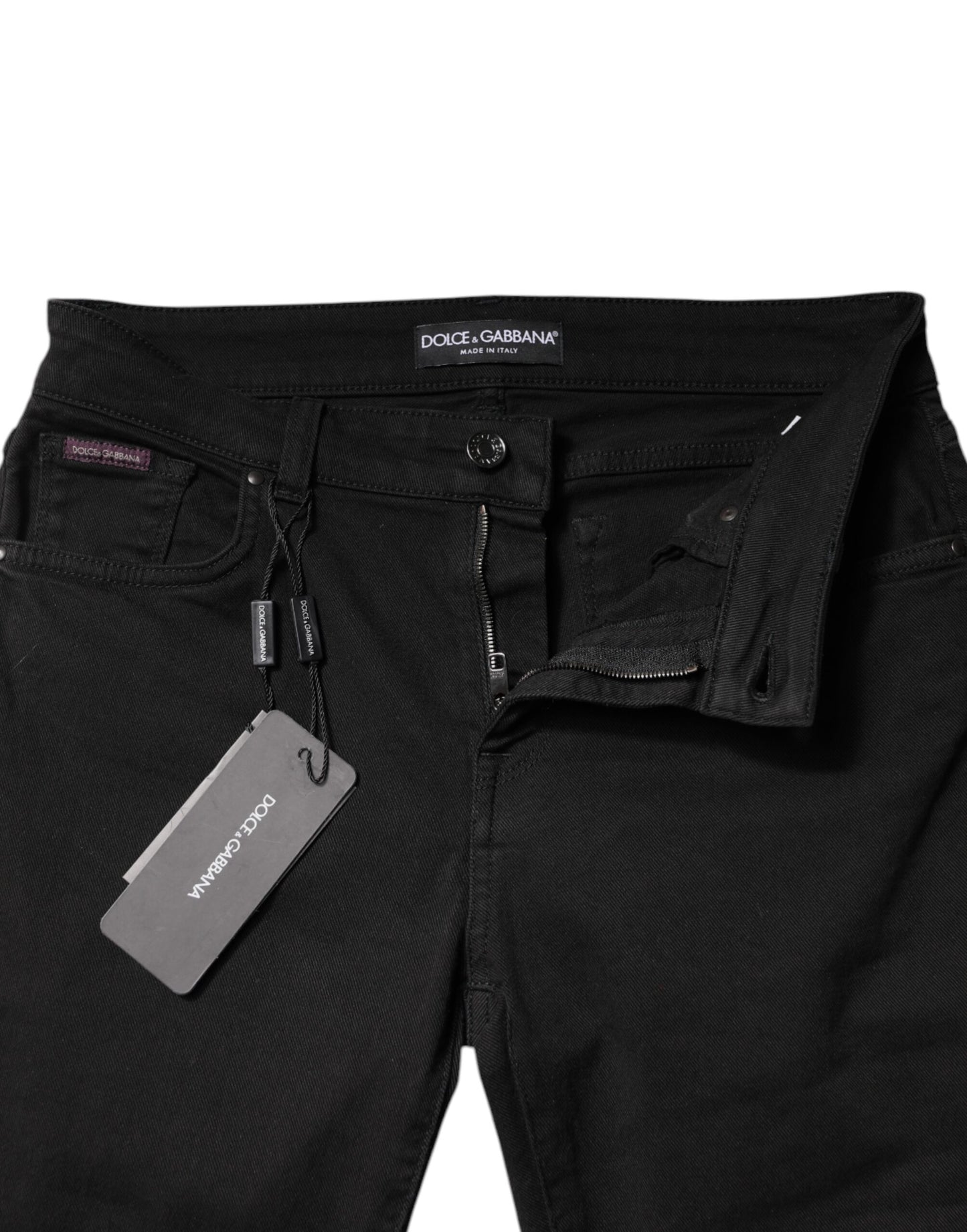 Dolce & Gabbana Black Cotton Mid Waisted Skinny Denim Jeans by Dolce & Gabbana