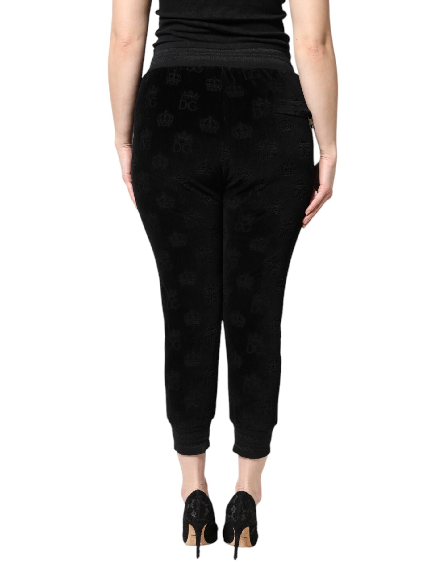 Dolce & Gabbana Black All-Over DG Logo Print Jogger Pants by Dolce & Gabbana