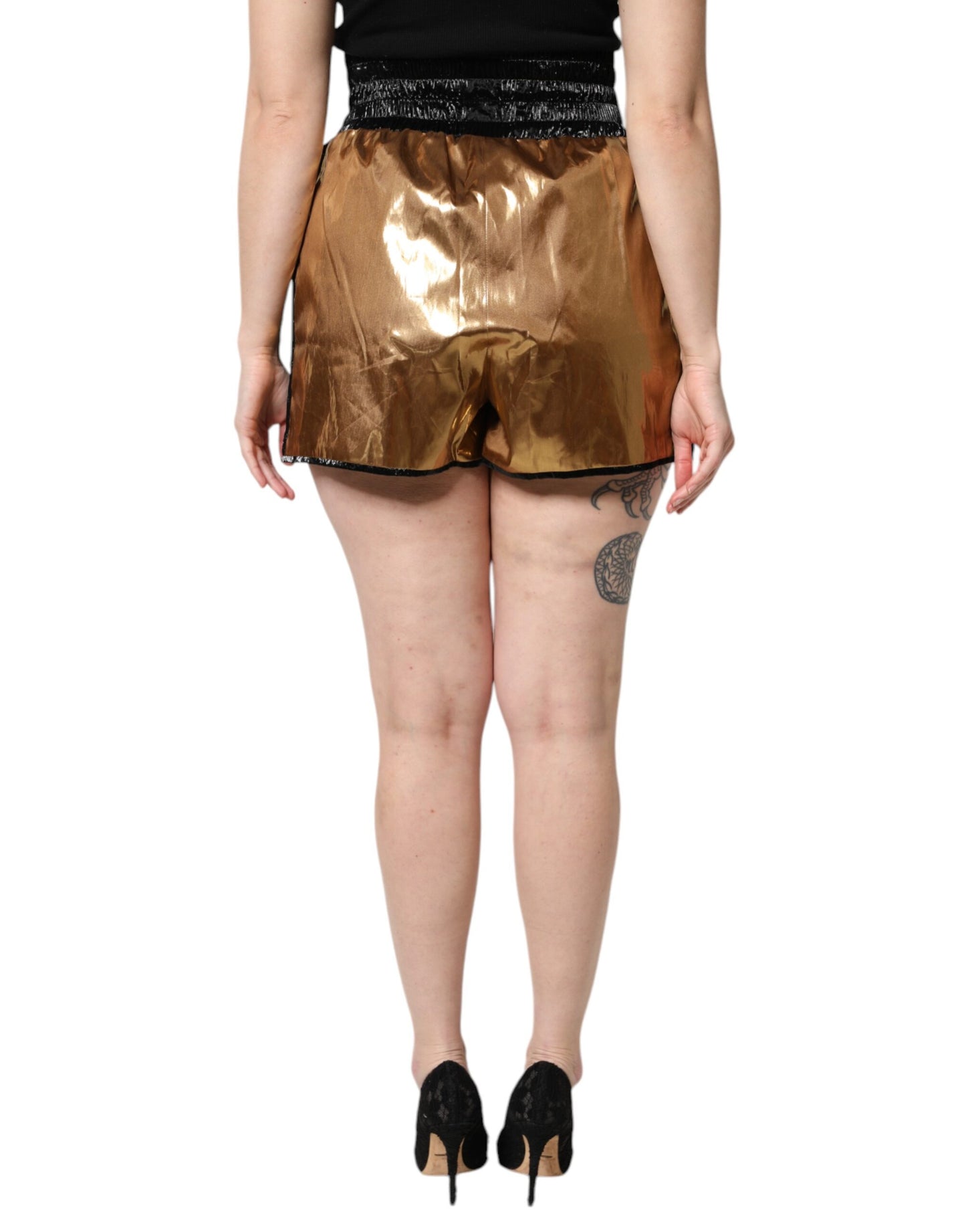 Short taille haute Dolce & Gabbana métallisé doré pour femme