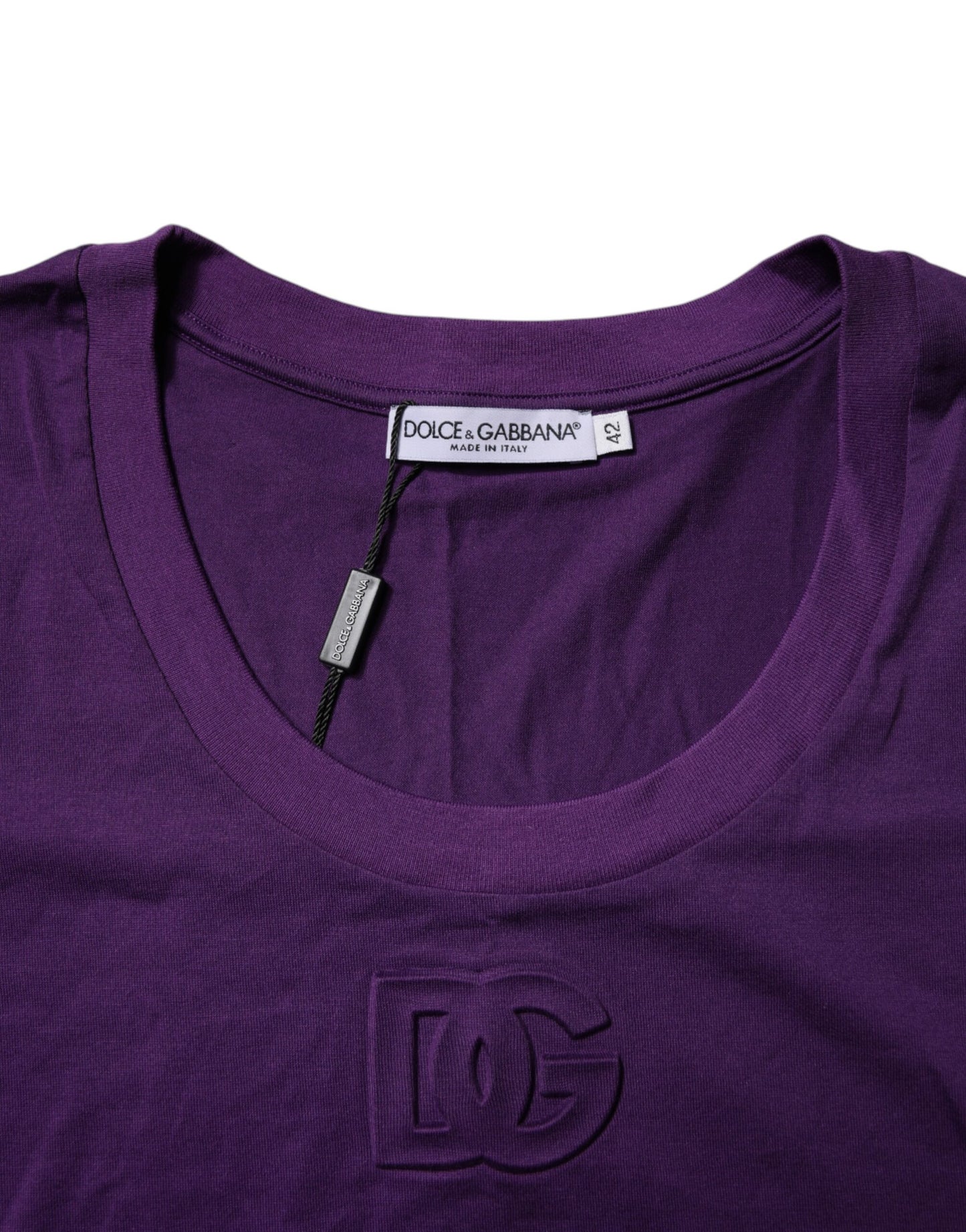 T-shirt à col rond et manches courtes en coton violet Dolce & Gabbana