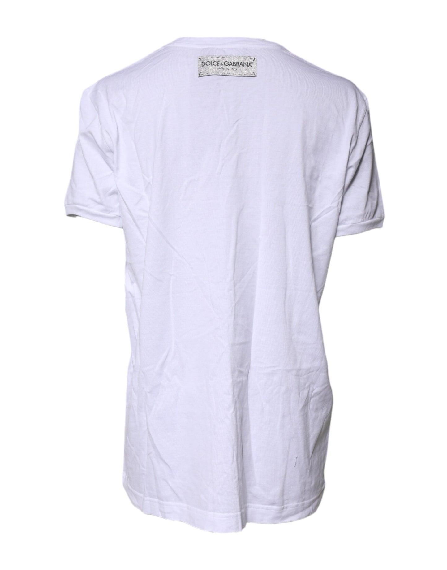 T-shirt col rond imprimé en coton blanc Dolce & Gabbana