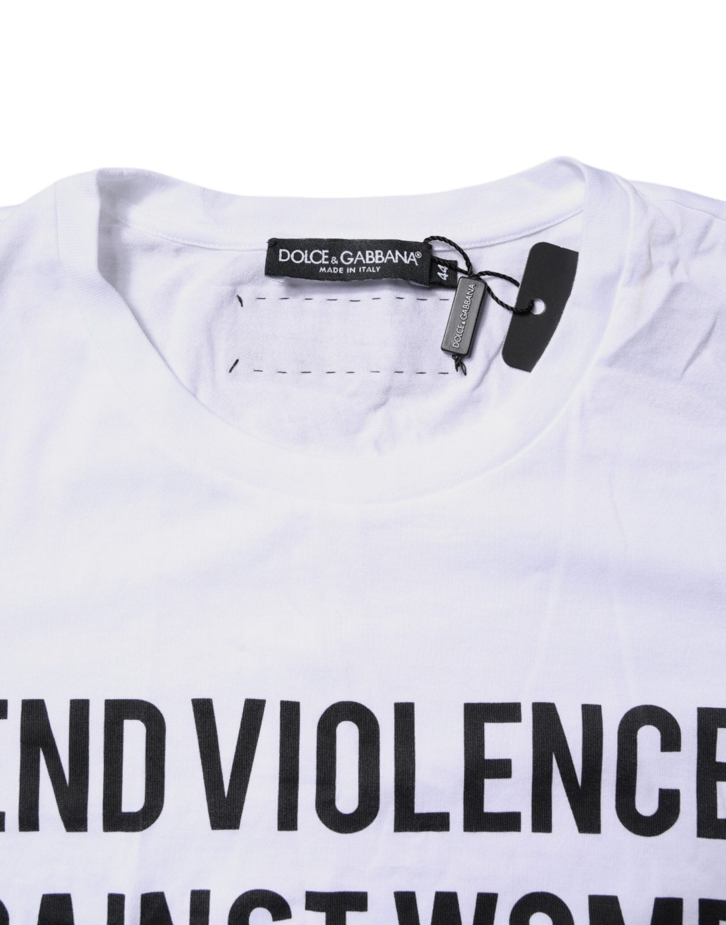 T-shirt col rond imprimé en coton blanc Dolce & Gabbana