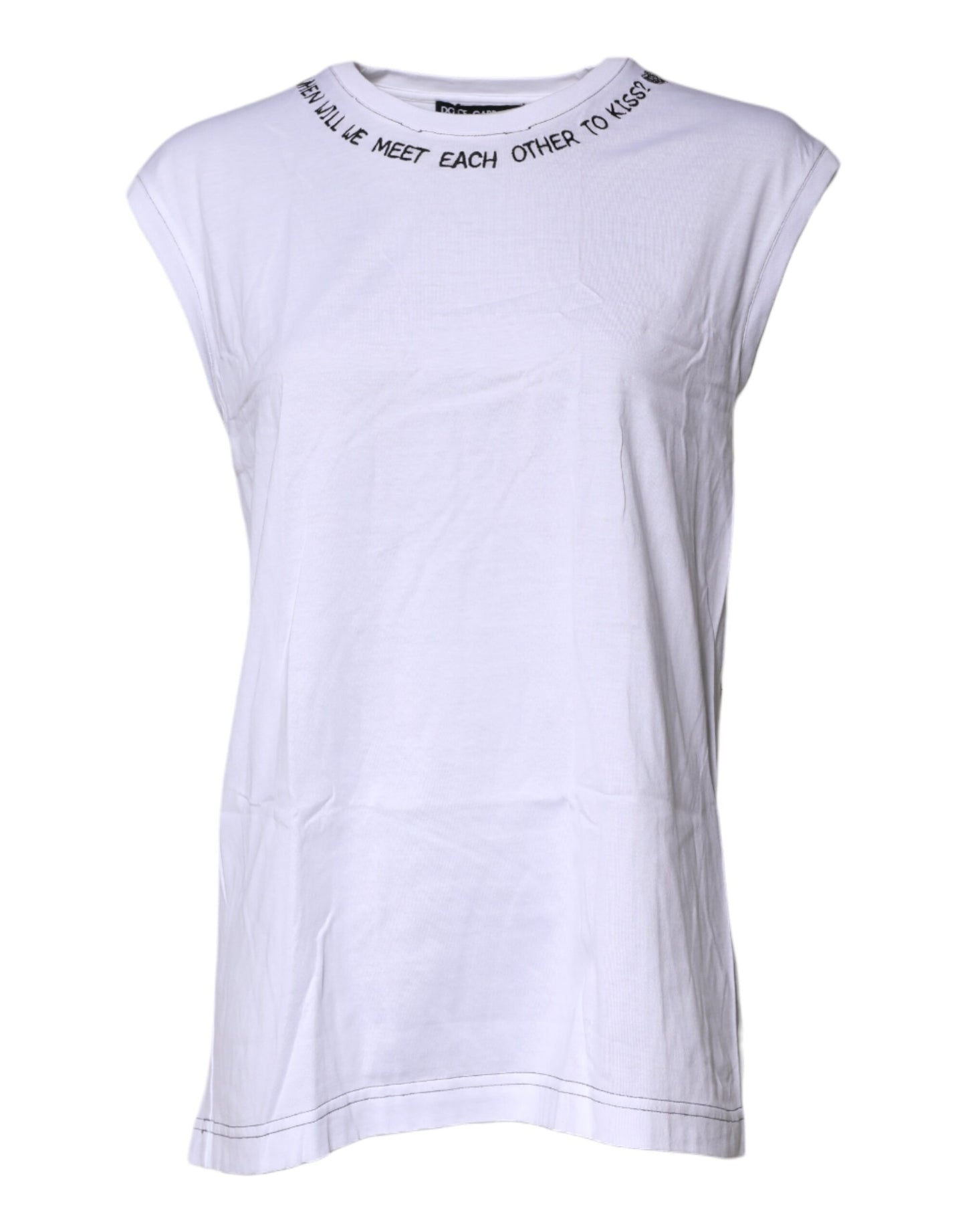 T-shirt débardeur imprimé sans manches en coton blanc Dolce & Gabbana