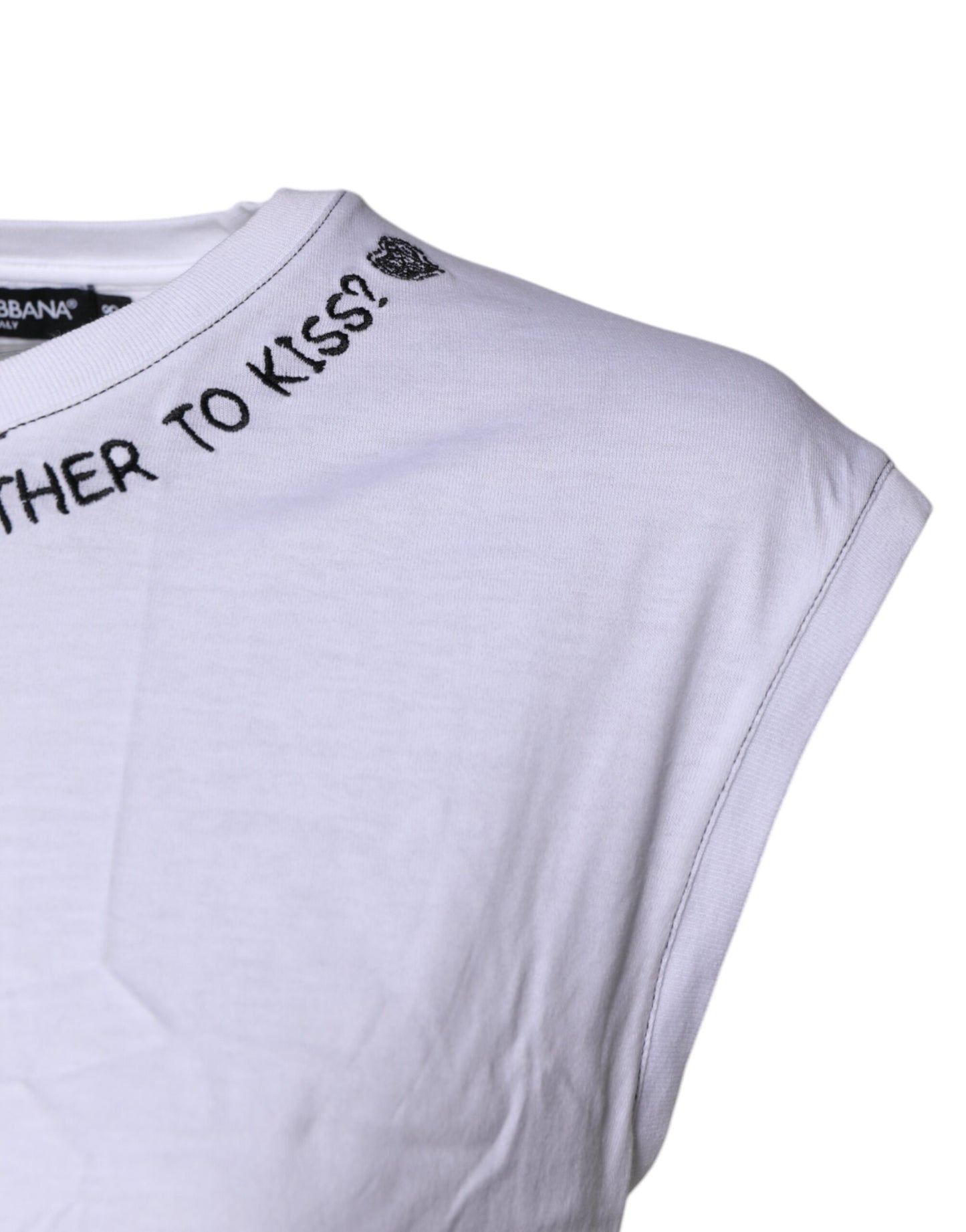 T-shirt débardeur imprimé sans manches en coton blanc Dolce & Gabbana