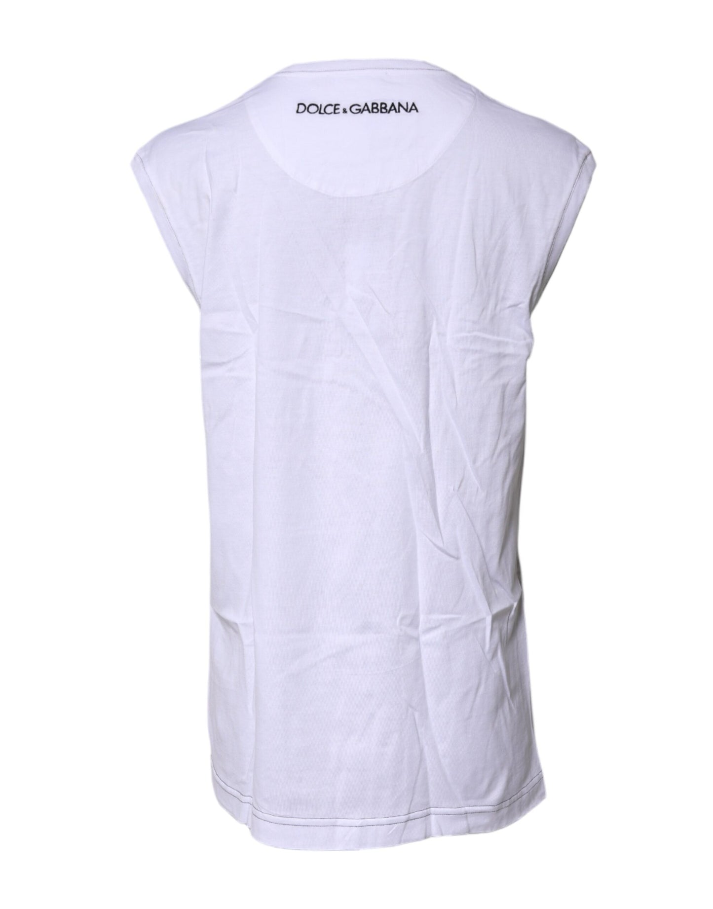 T-shirt débardeur imprimé sans manches en coton blanc Dolce & Gabbana