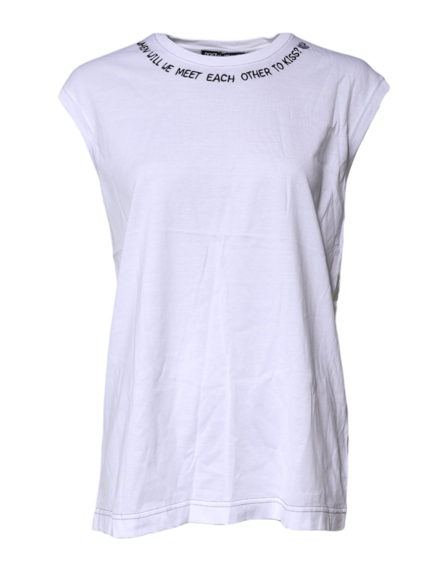 T-shirt débardeur imprimé sans manches en coton blanc Dolce & Gabbana