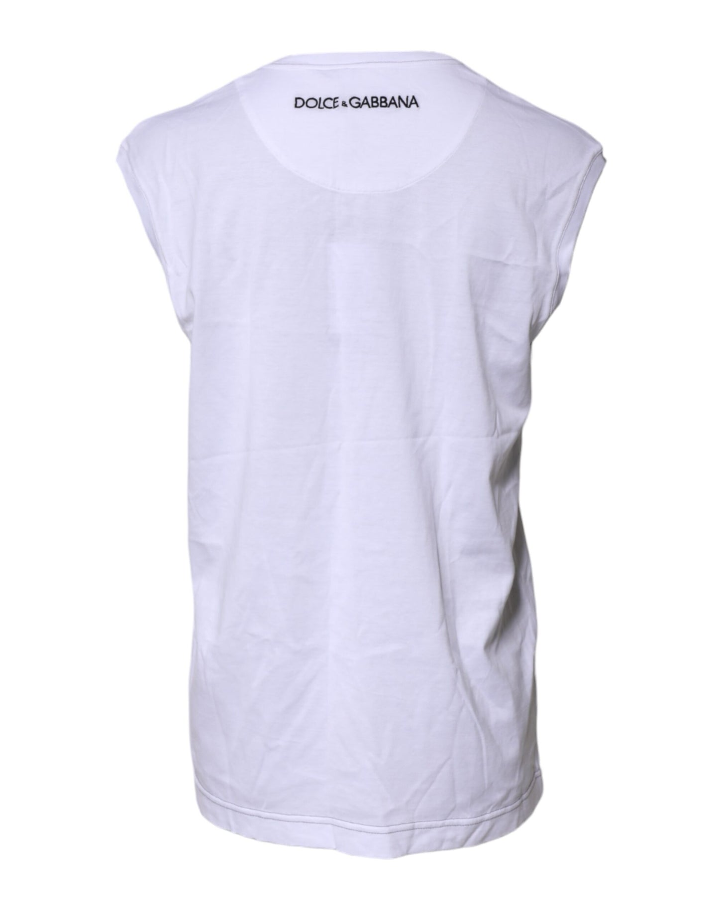 T-shirt débardeur imprimé sans manches en coton blanc Dolce & Gabbana