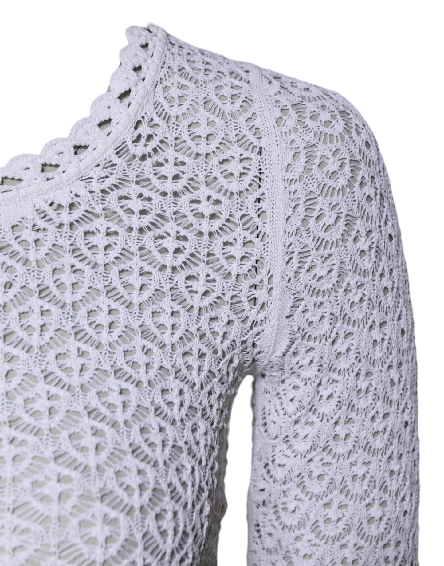 Dolce & Gabbana White Viscose Short Sleeve Crochet Top by Dolce & Gabbana