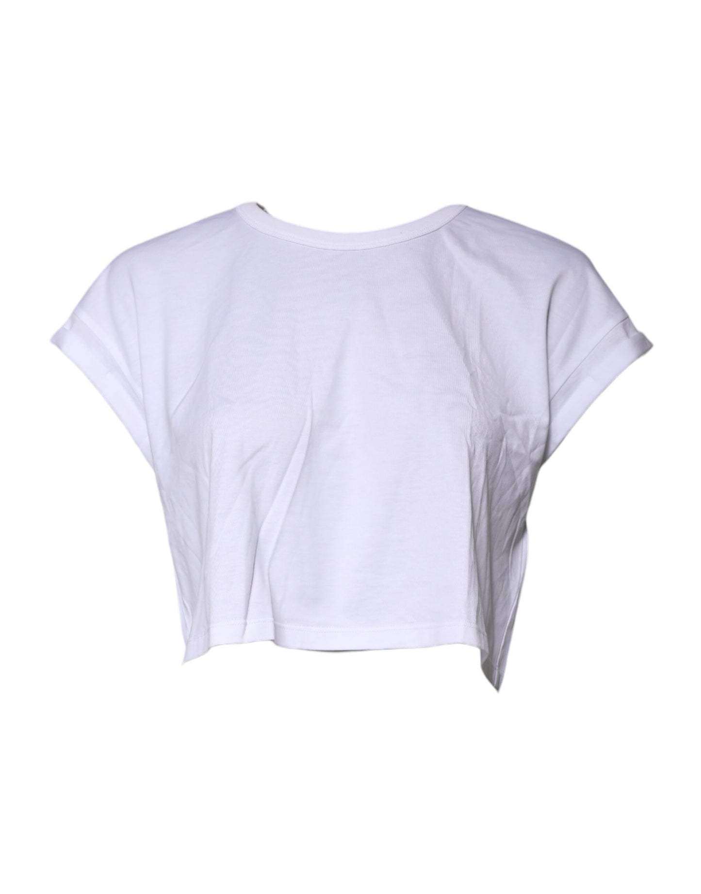 T-shirt court à col rond en coton blanc Dolce & Gabbana
