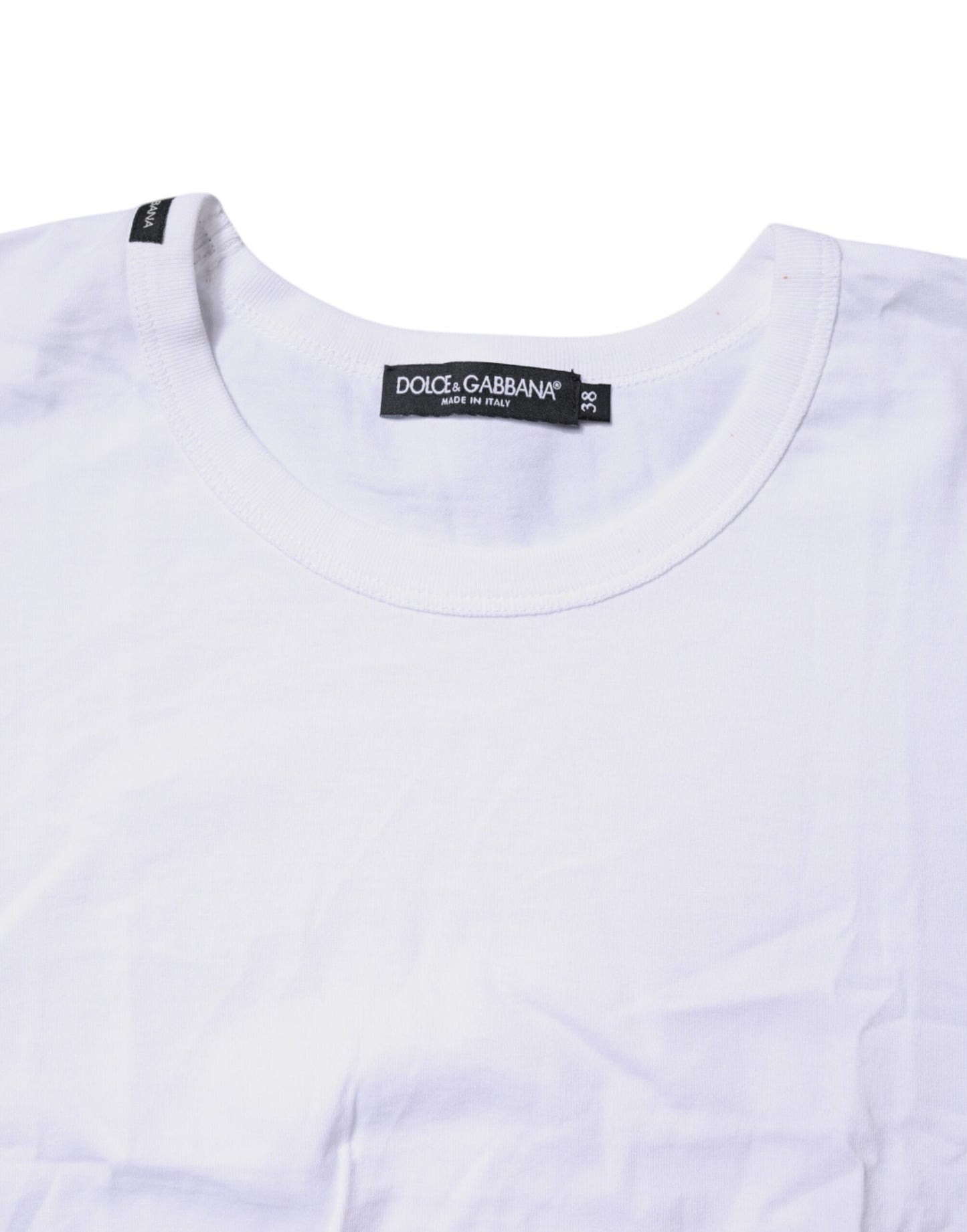 T-shirt court à col rond en coton blanc Dolce & Gabbana