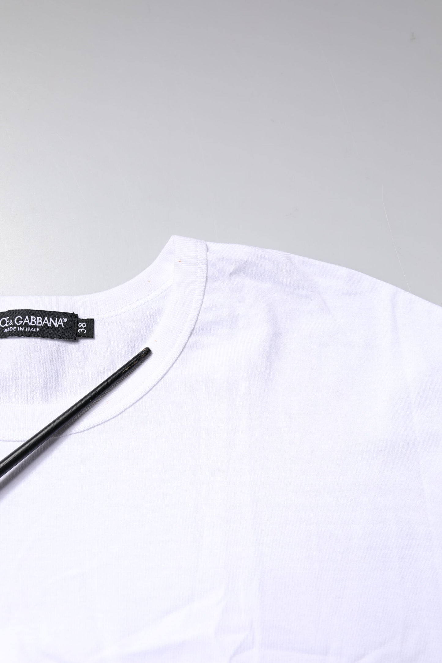 T-shirt court à col rond en coton blanc Dolce & Gabbana