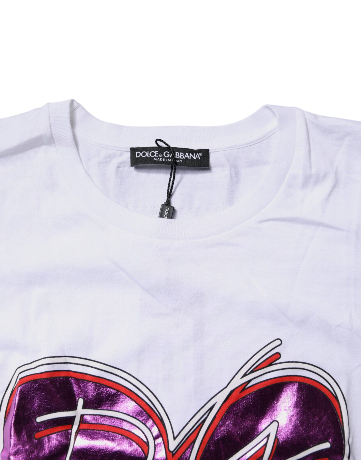 T-shirt col rond en coton imprimé blanc Dolce & Gabbana