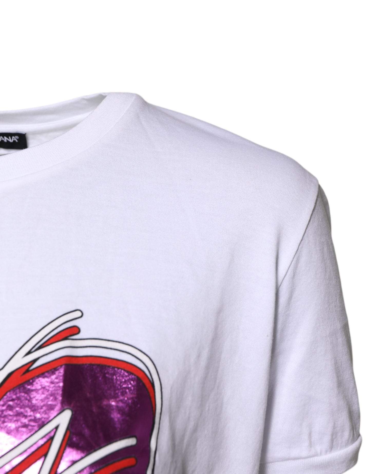 T-shirt col rond en coton imprimé blanc Dolce & Gabbana