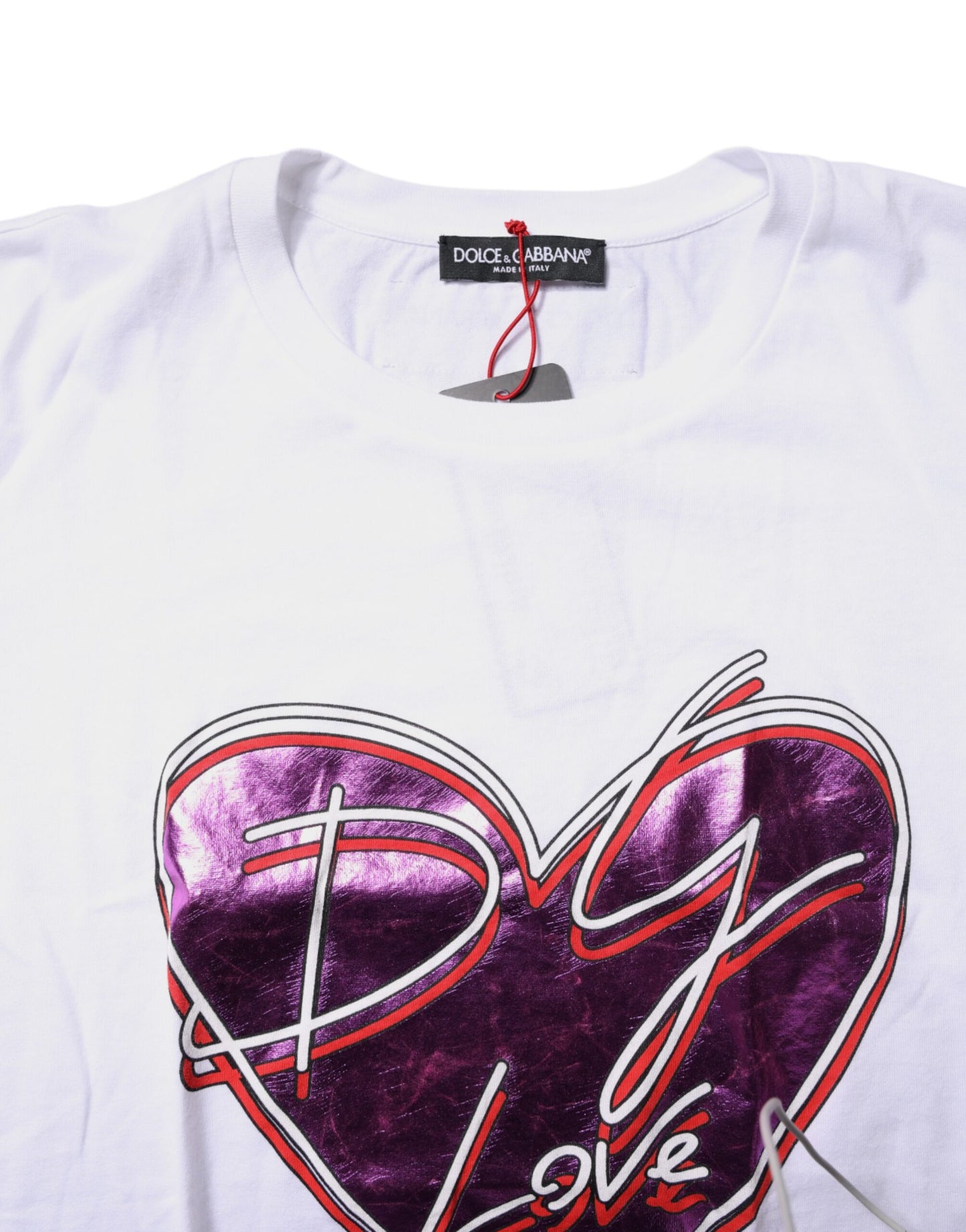 T-shirt col rond en coton imprimé blanc Dolce & Gabbana