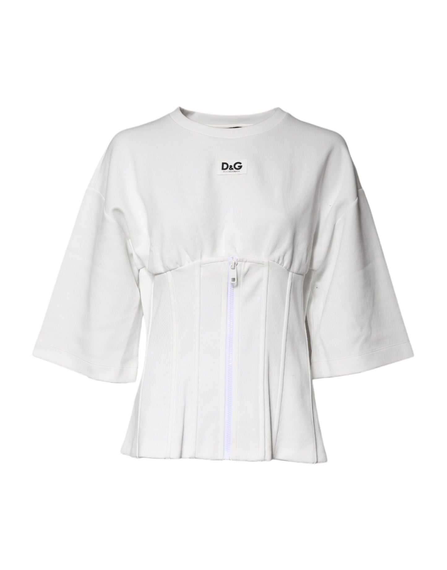 Chemisier Dolce & Gabbana en coton mélangé blanc à manches 3/4