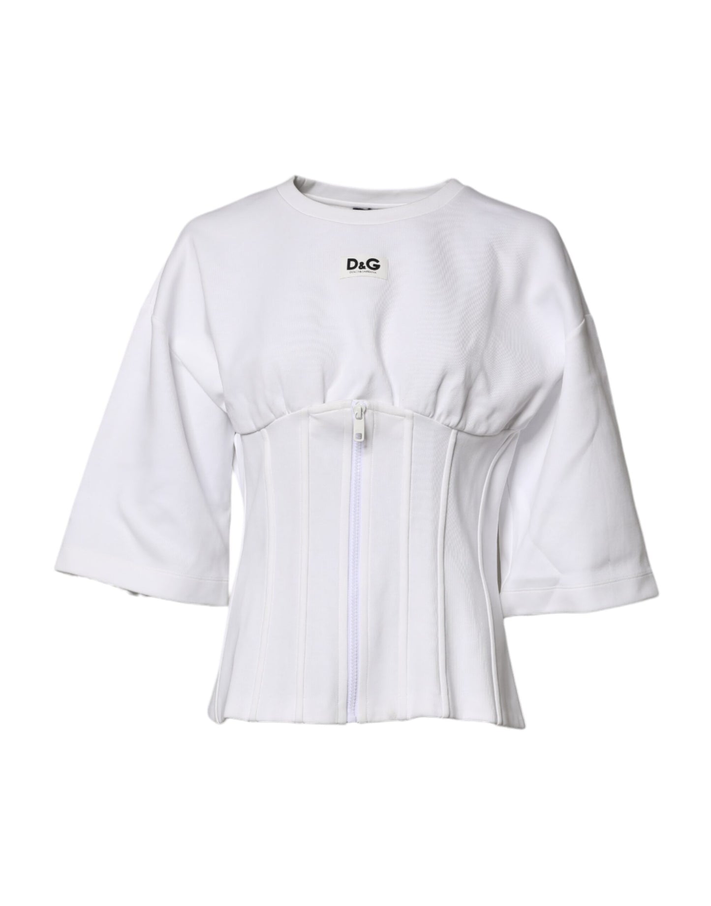 Chemisier Dolce & Gabbana en coton mélangé blanc à manches 3/4