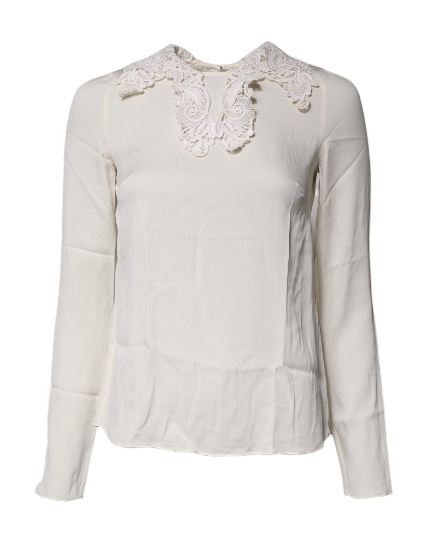 Dolce & Gabbana Cream Floral Lace Long Sleeves Blouse Top by Dolce & Gabbana
