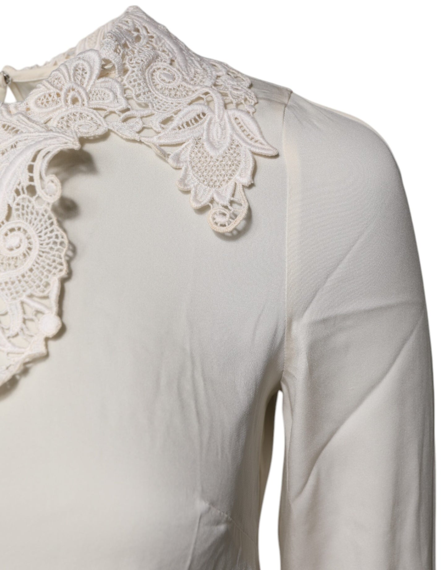 Dolce & Gabbana Cream Floral Lace Long Sleeves Blouse Top by Dolce & Gabbana