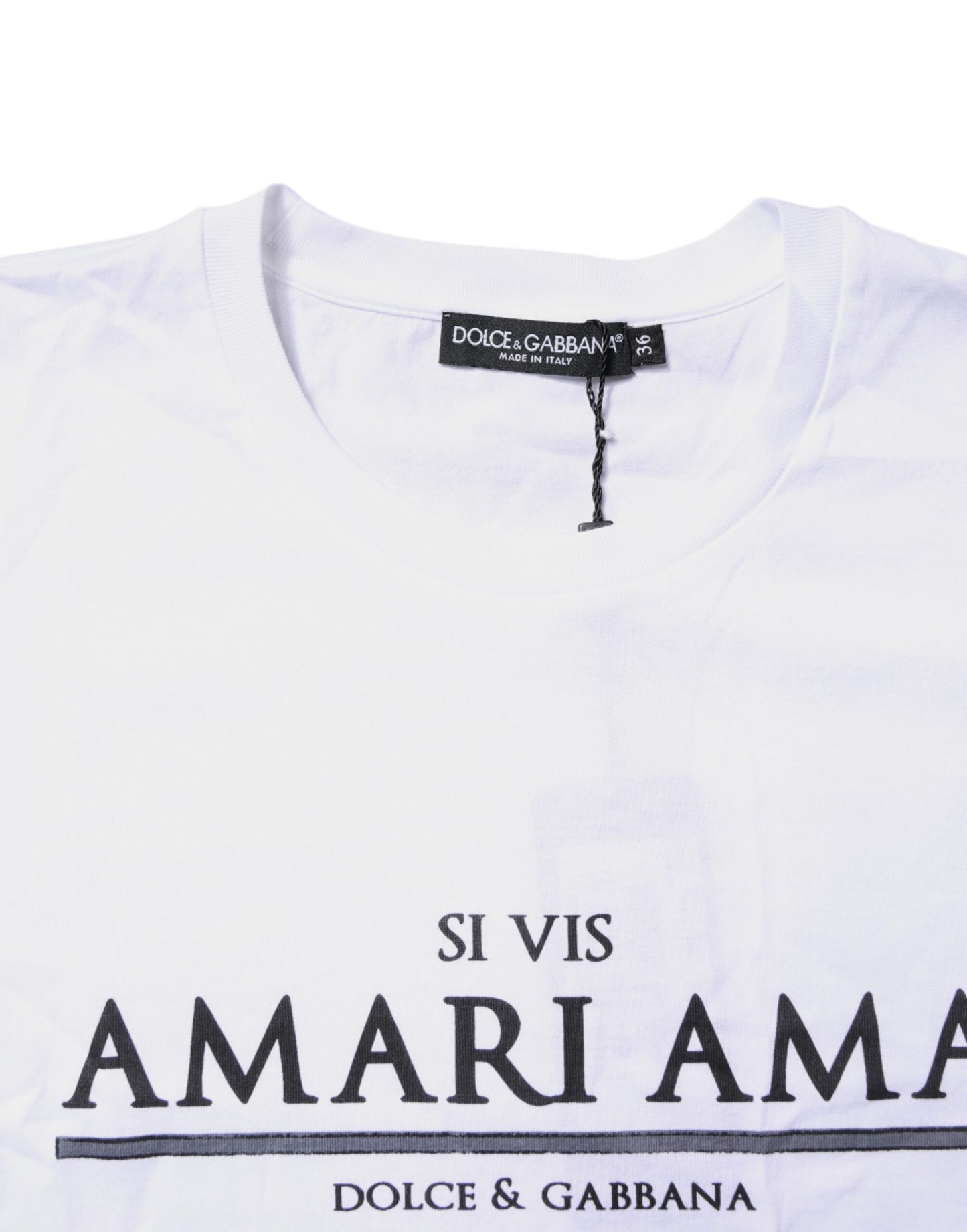 T-shirt col rond imprimé en coton blanc Dolce & Gabbana