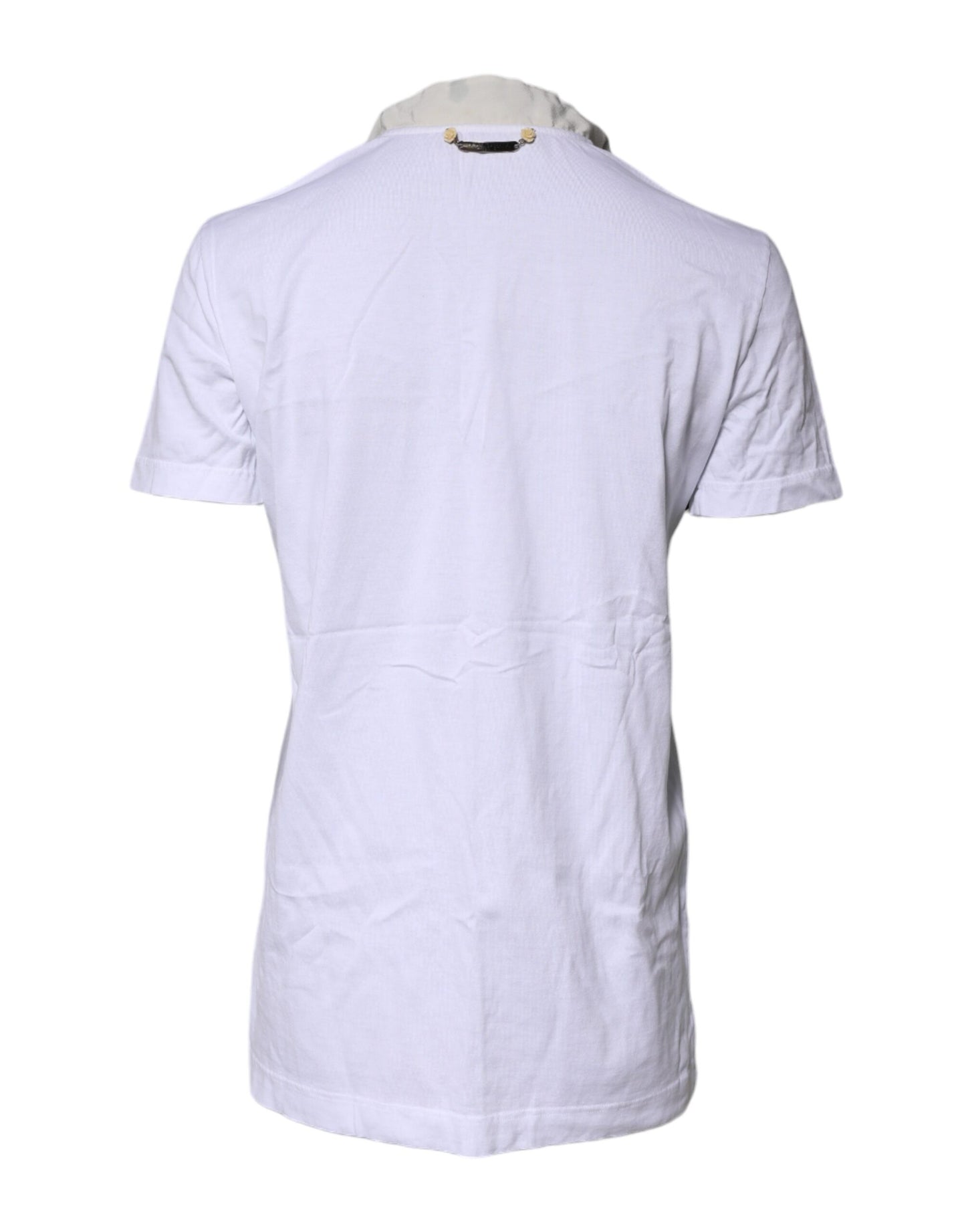 T-shirt col Ascot en coton et soie mélangés blanc Dolce & Gabbana