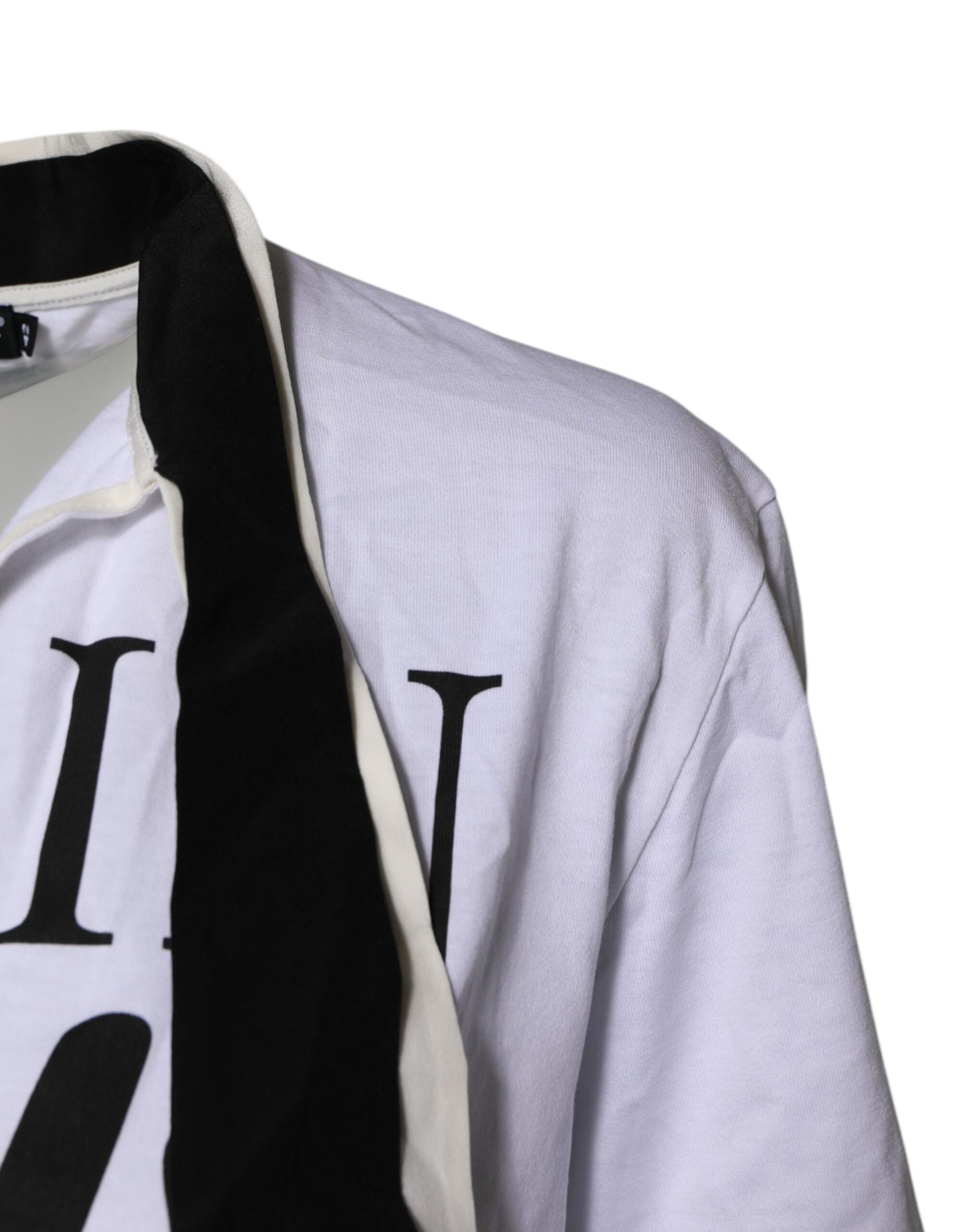 T-shirt col Ascot en coton et soie mélangés blanc Dolce & Gabbana