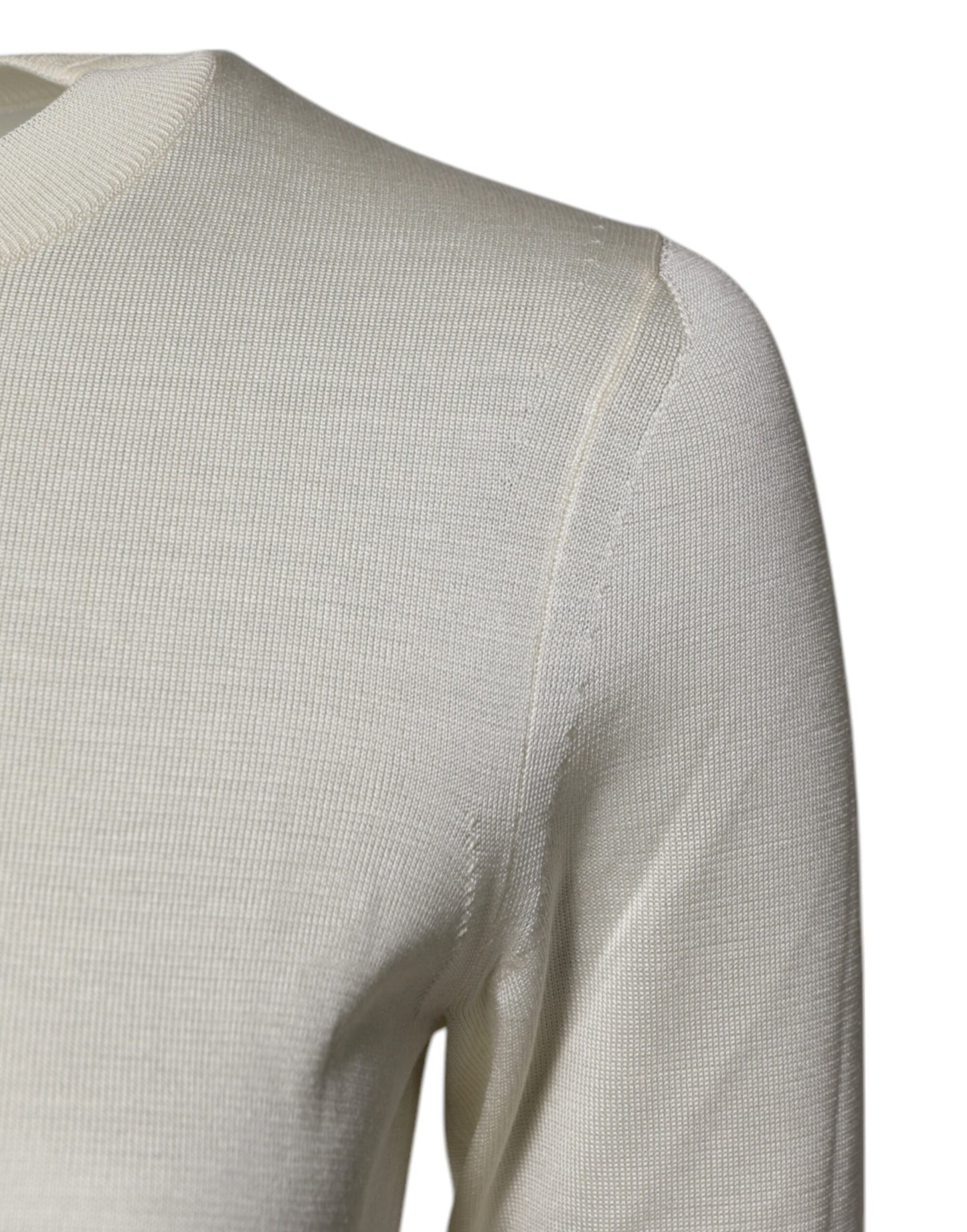 Dolce & Gabbana Cream Short Sleeve Silk Round Neck Blouse Top by Dolce & Gabbana