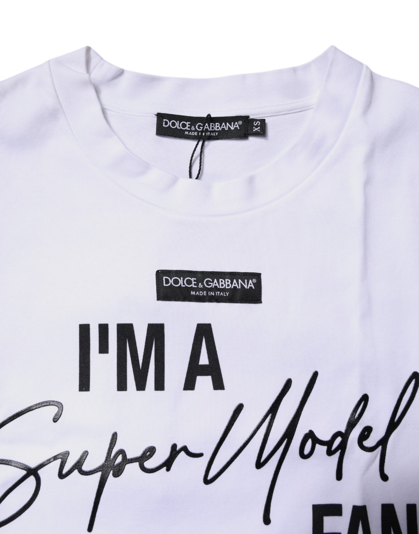 T-shirt col rond en coton imprimé blanc Dolce & Gabbana