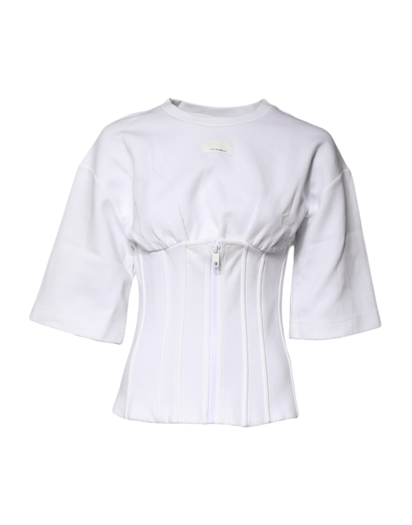 Chemisier Dolce & Gabbana en coton mélangé blanc à manches 3/4