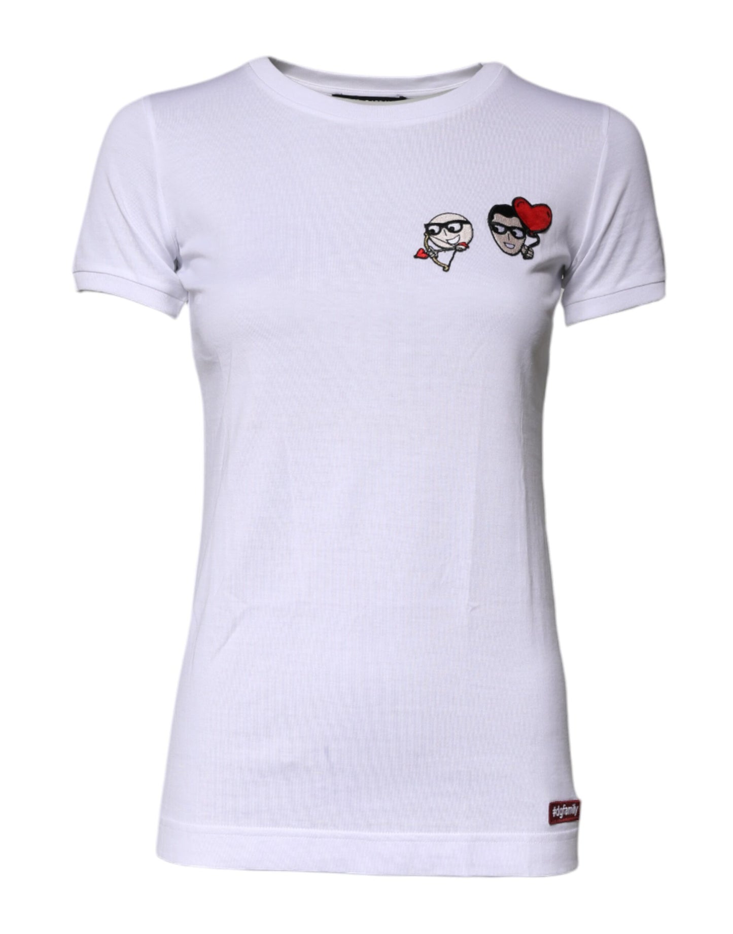T-shirt brodé en coton blanc Dolce & Gabbana #DGFAMILY