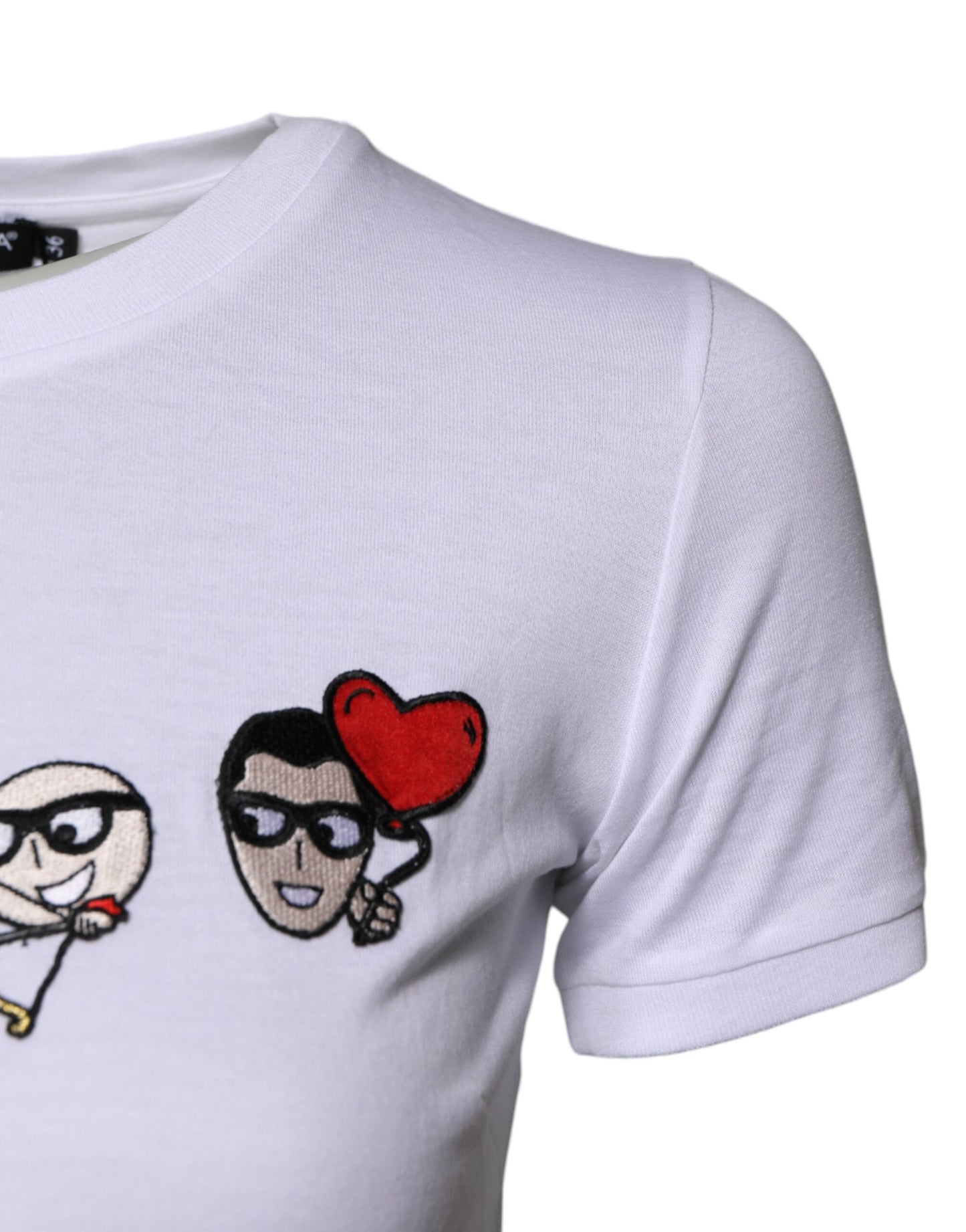 T-shirt brodé en coton blanc Dolce & Gabbana #DGFAMILY