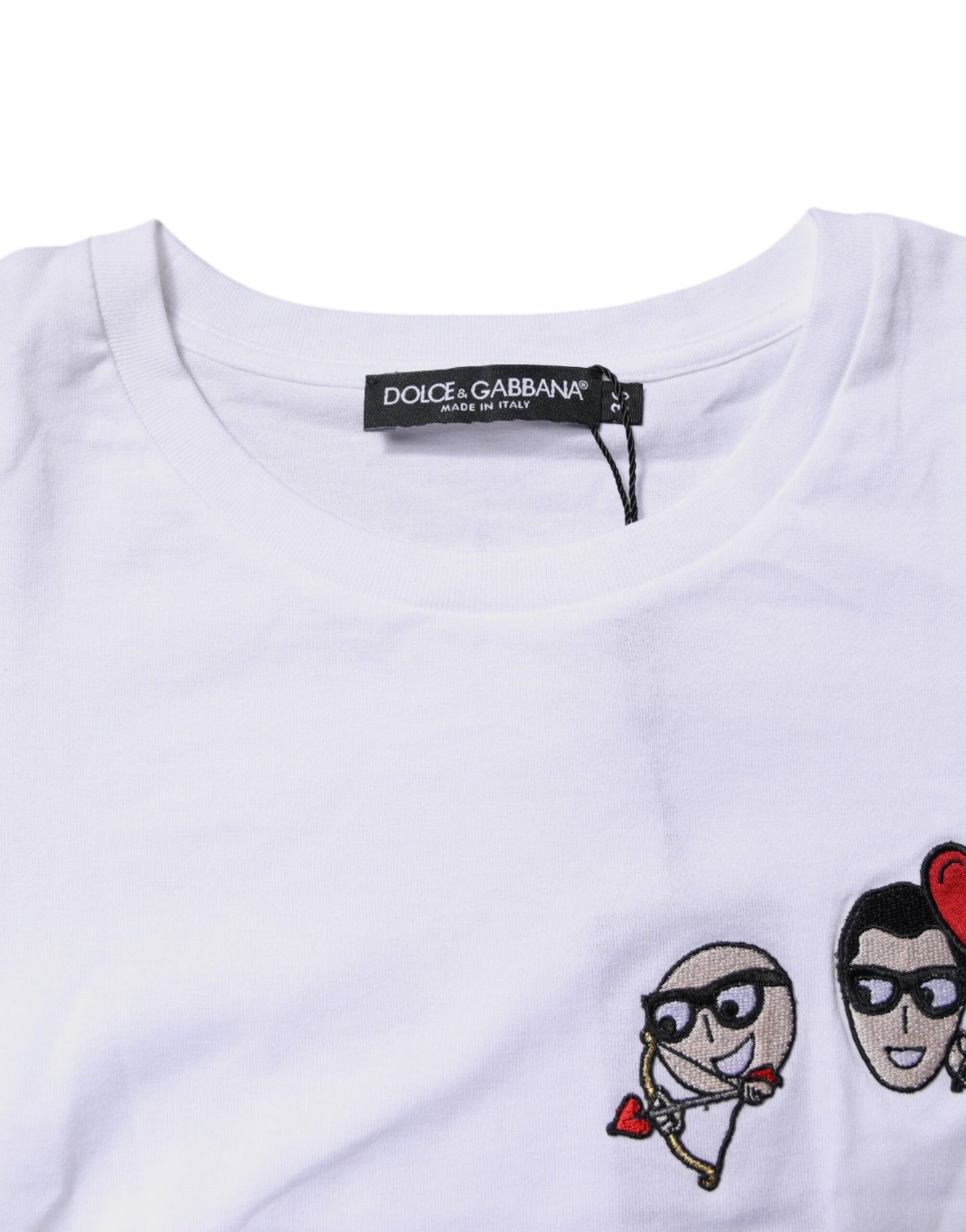 T-shirt brodé en coton blanc Dolce & Gabbana #DGFAMILY