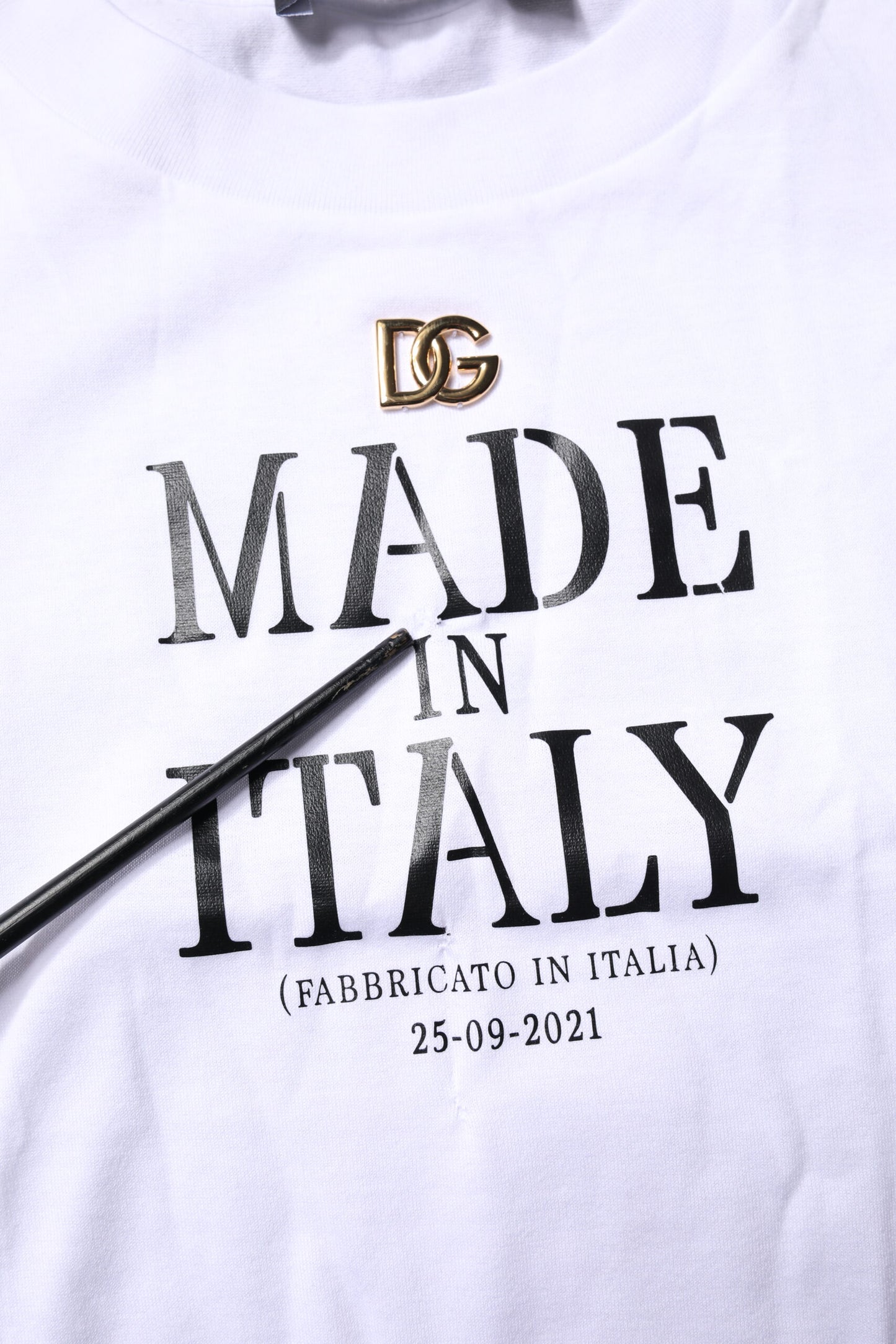 T-shirt col rond imprimé blanc en coton Dolce & Gabbana