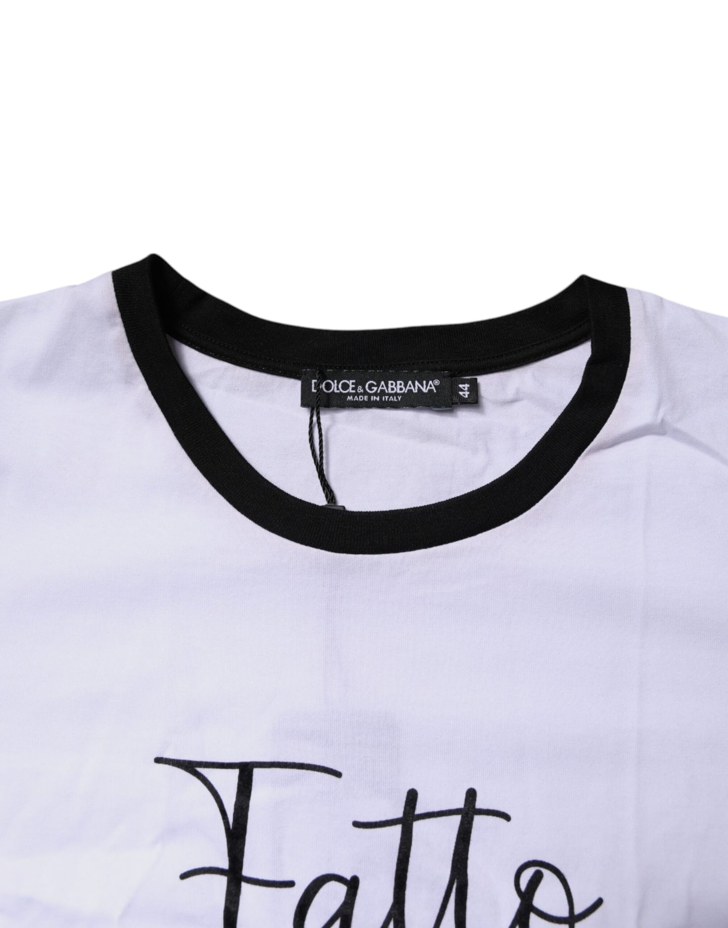 T-shirt col rond imprimé blanc en coton Dolce & Gabbana