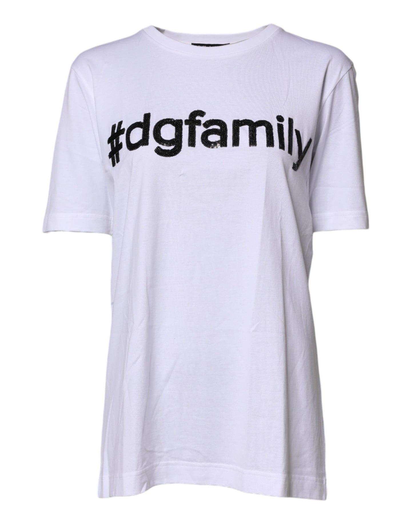 T-shirt en coton brodé blanc Dolce & Gabbana #DGFAMILY