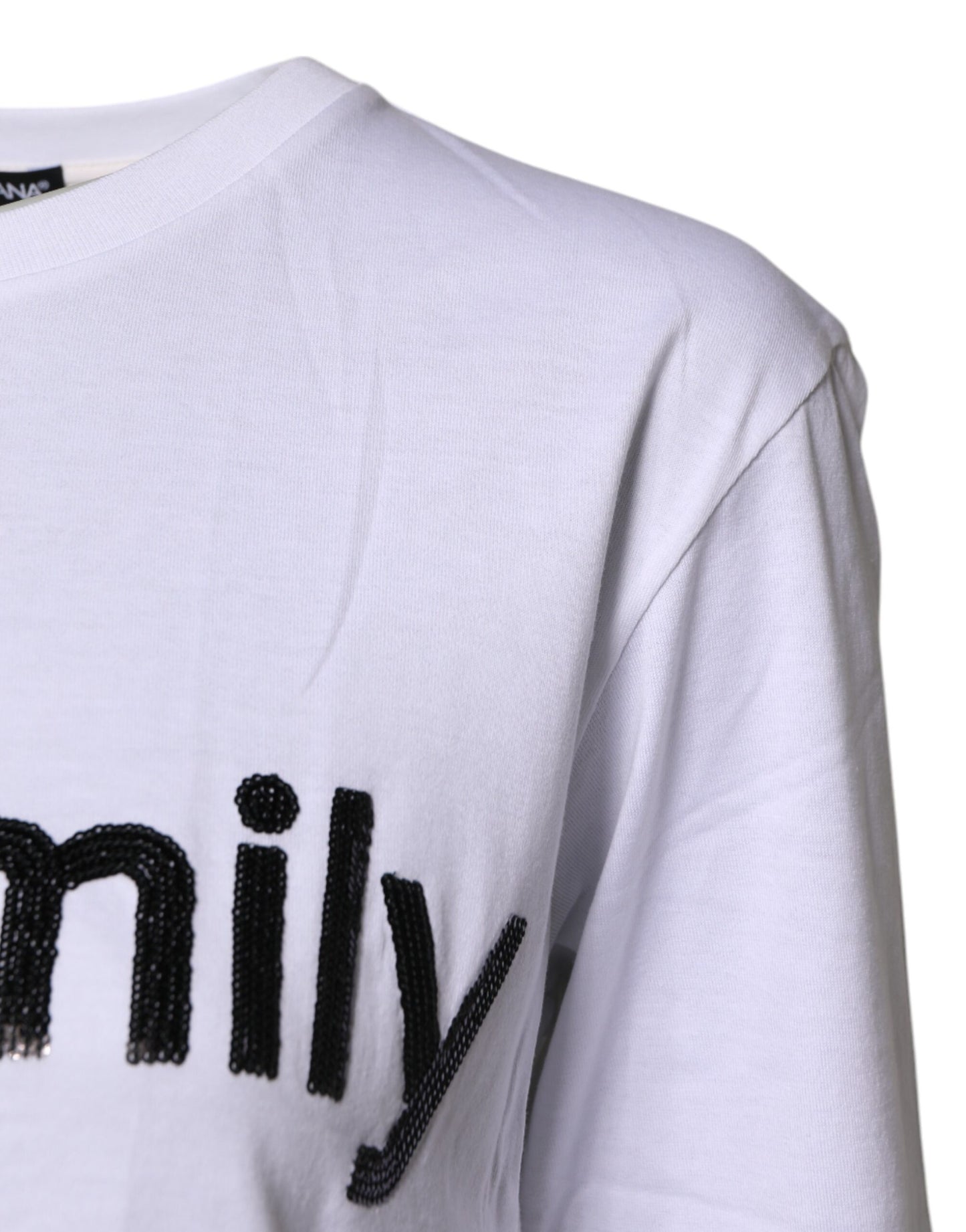 T-shirt en coton brodé blanc Dolce & Gabbana #DGFAMILY