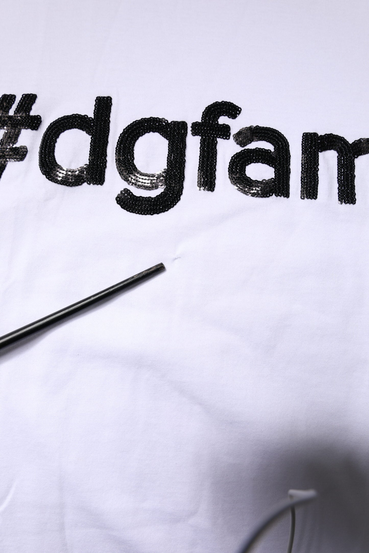 T-shirt en coton brodé blanc Dolce & Gabbana #DGFAMILY
