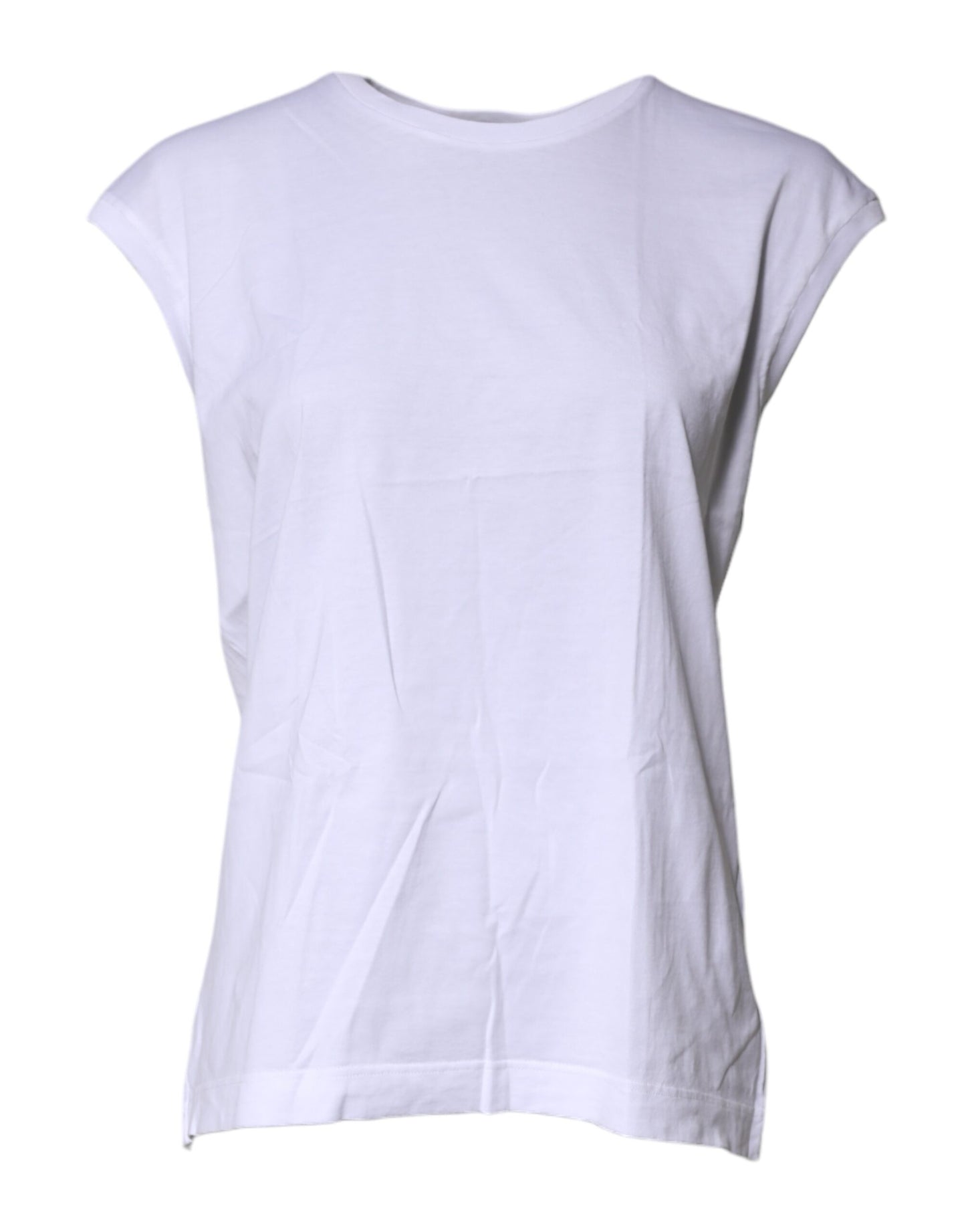 Débardeur col rond sans manches en coton blanc Dolce & Gabbana