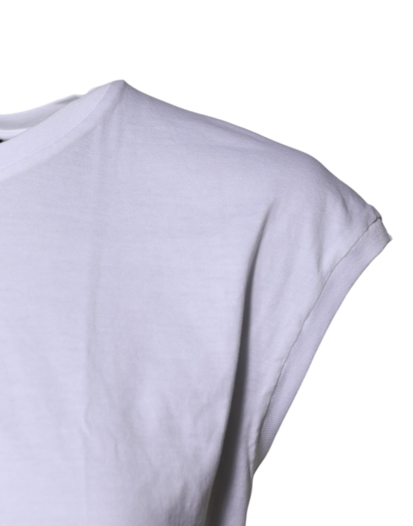 Débardeur col rond sans manches en coton blanc Dolce & Gabbana