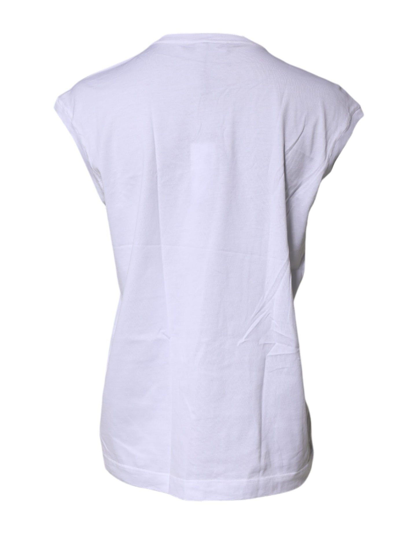 Débardeur col rond sans manches en coton blanc Dolce & Gabbana