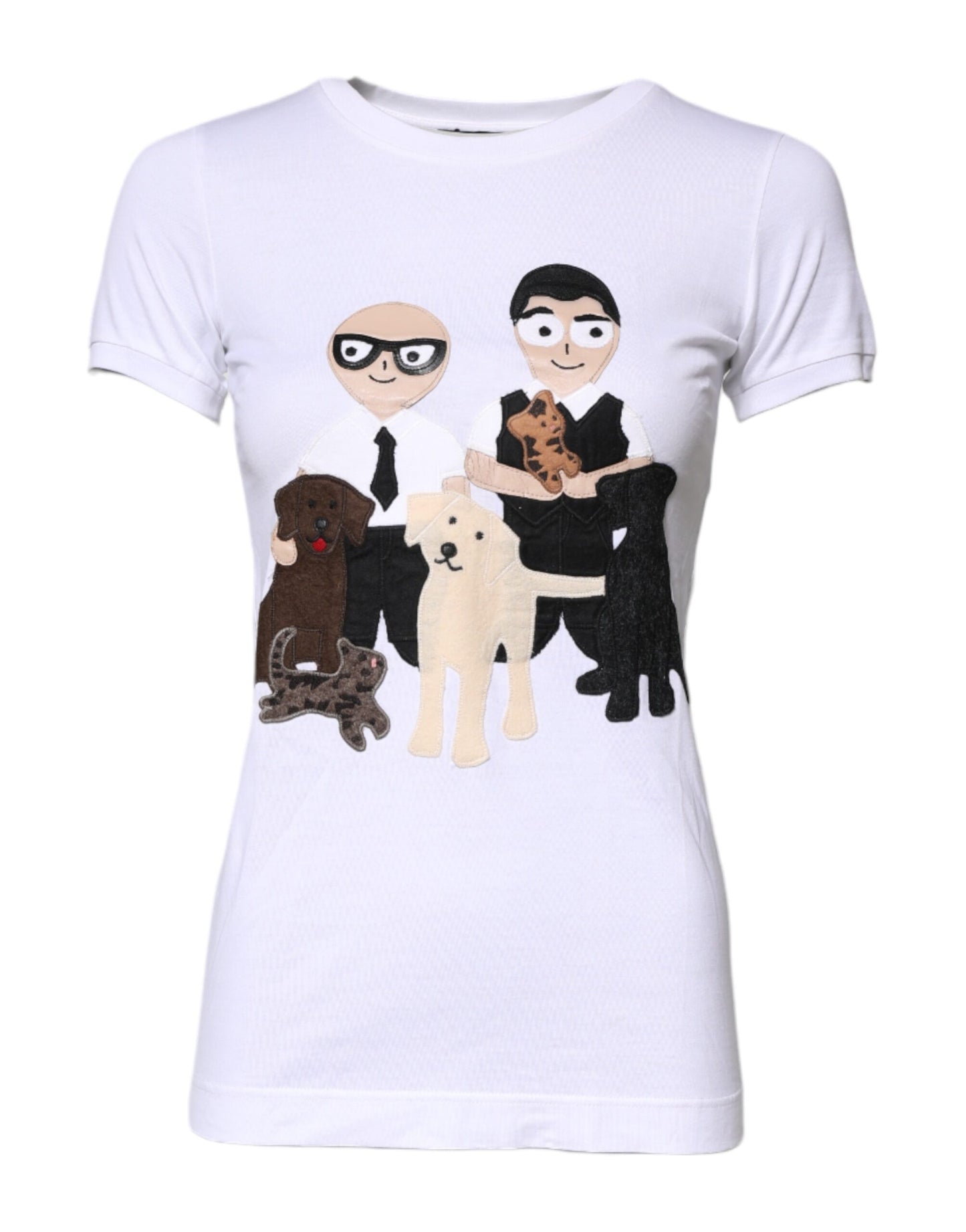 T-shirt brodé en coton blanc Dolce & Gabbana #DGFAMILY