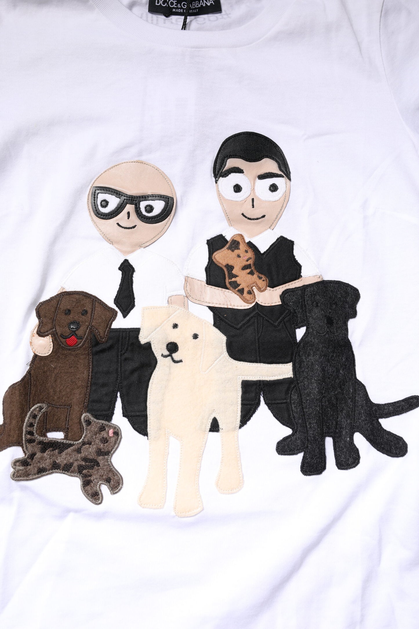 T-shirt brodé en coton blanc Dolce & Gabbana #DGFAMILY
